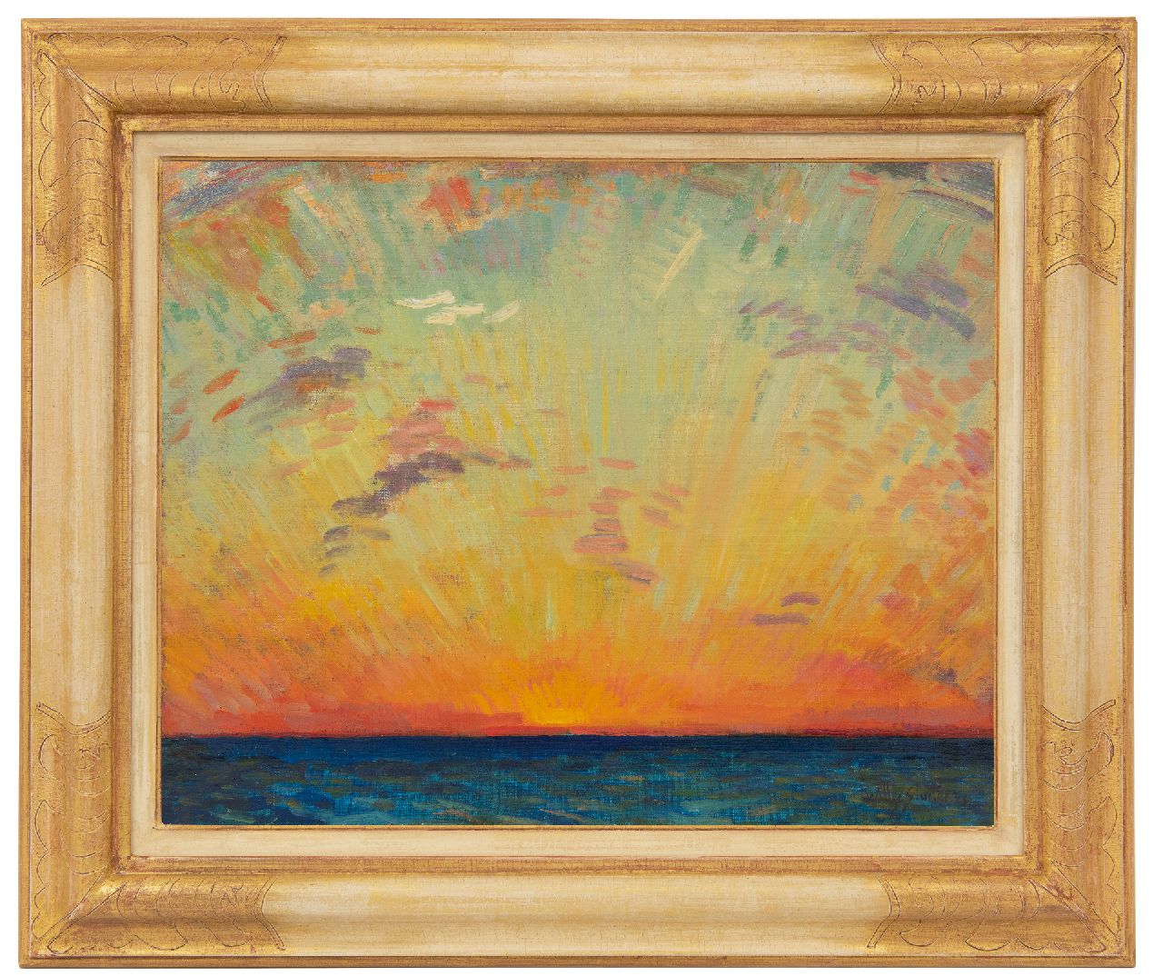 Sluiter J.W.  | Jan Willem 'Willy' Sluiter, Der indische Ozean mit untergehender Sonne, Öl auf Leinwand 40,2 x 50,2 cm, Unterzeichnet u.r. und datiert '23