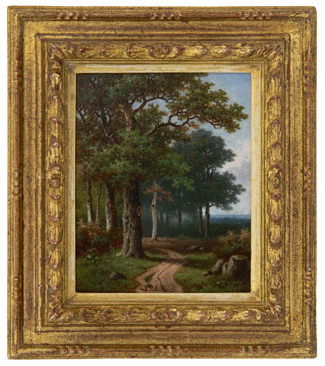Koekkoek P.H.  | Pieter Hendrik 'H.P.' Koekkoek, Waldweg, Öl auf Holz 16,0 x 12,8 cm, Unterzeichnet u.m.