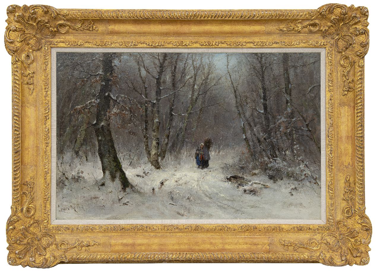 Apol L.F.H.  | Lodewijk Franciscus Hendrik 'Louis' Apol, Holzsammler in einem verschneiten Wald, Öl auf Leinwand 45,8 x 70,7 cm, Unterzeichnet u.l. und zu datieren um 1873-1875