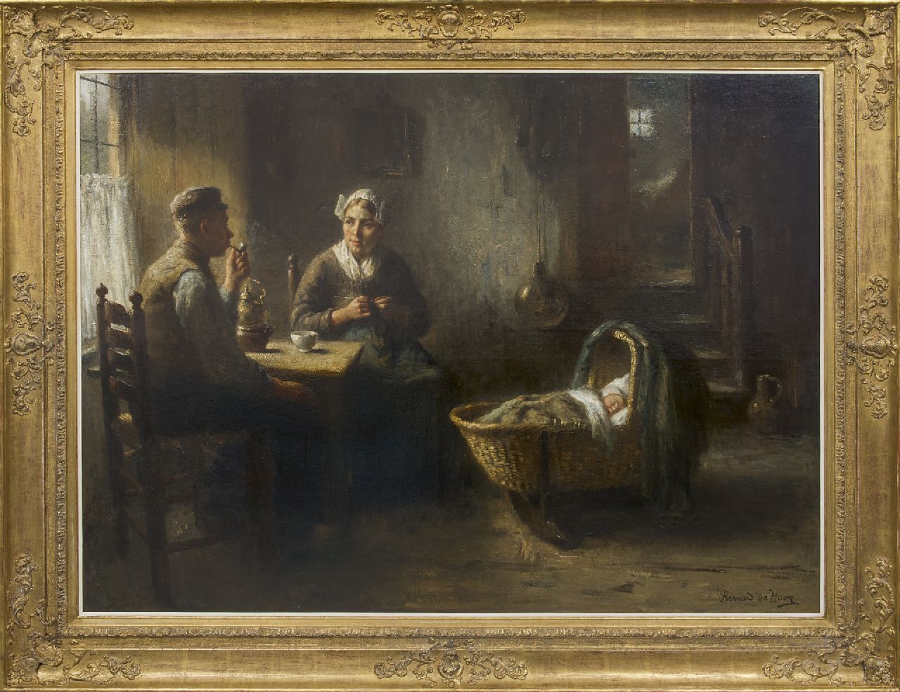 Hoog J.B. de | Johan 'Bernard' de Hoog | Gemälde zum Verkauf angeboten | Bauerninnenraum in Laren, Öl auf Leinwand 96,0 x 126,2 cm, Unterzeichnet u.r.