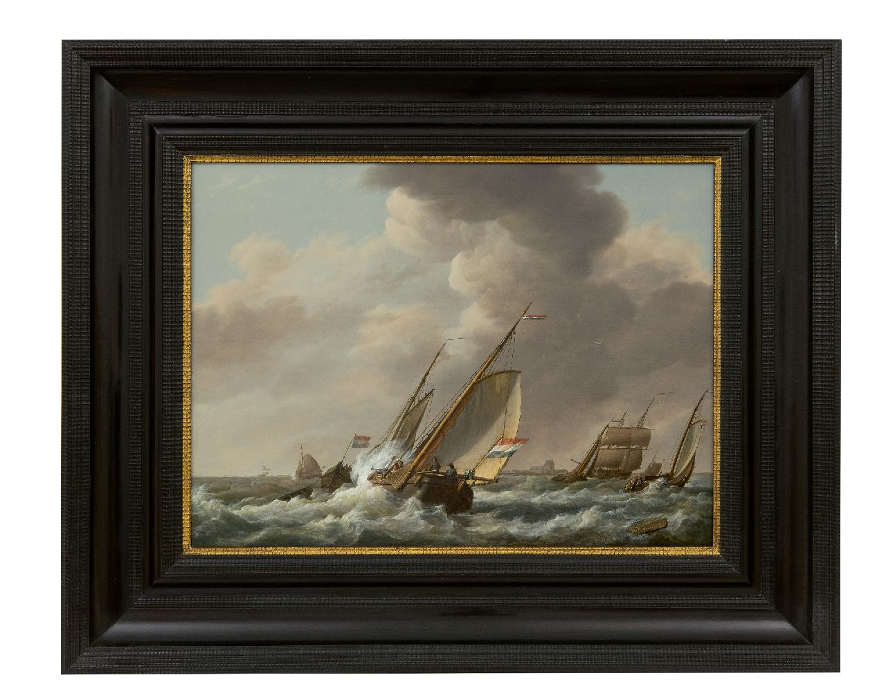 Koekkoek J.H.  | Johannes Hermanus Koekkoek, Ausfahrt zum Fang, Öl auf Holz 35,7 x 48,3 cm, Unterzeichnet u.r.