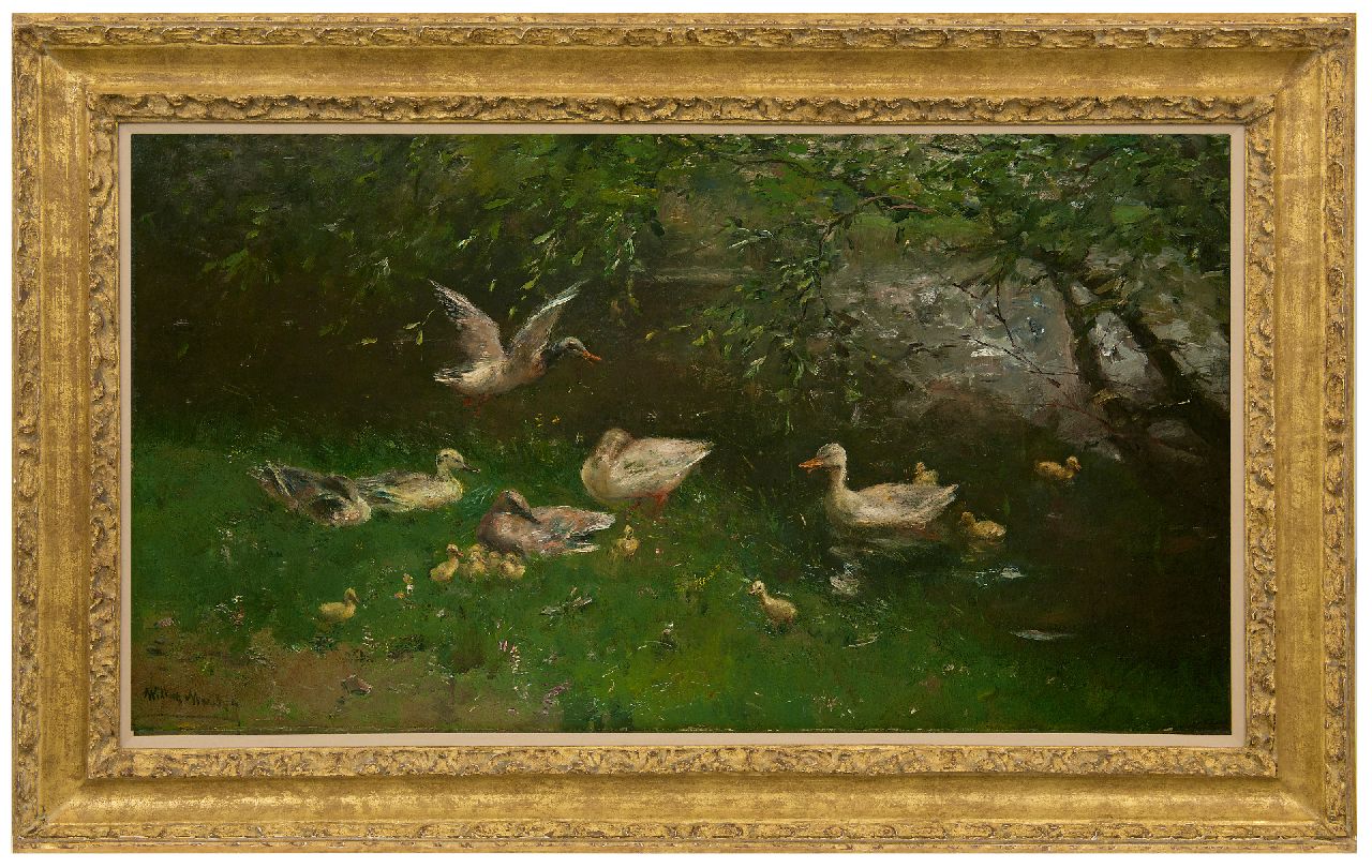 Maris W.  | Willem Maris | Gemälde zum Verkauf angeboten | Enten am Teich, Öl auf Leinwand 53,8 x 97,5 cm, Unterzeichnet u.l