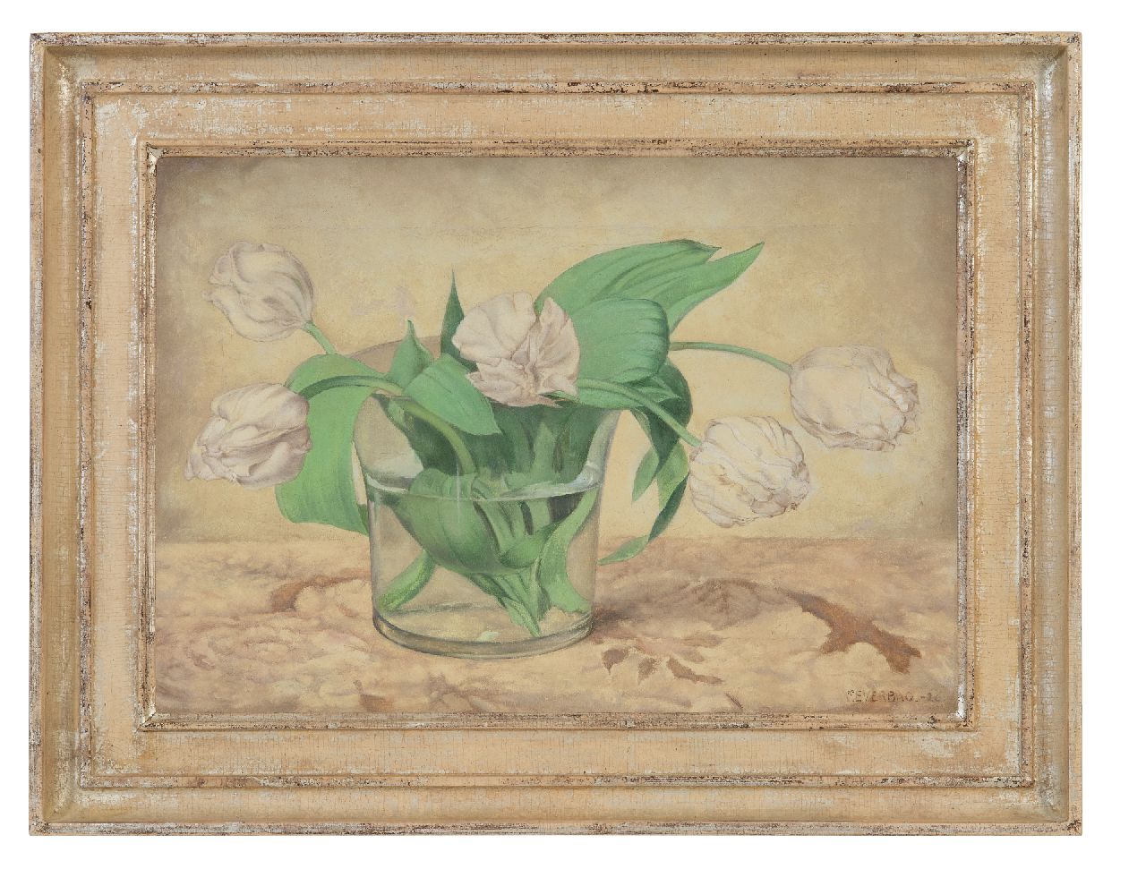 Everbag F.  | Franciscus 'Frans' Everbag, Weiße Tulpen in Glasvase, Öl auf Leinwand 23,5 x 33,4 cm, Unterzeichnet u.r. und datiert '26