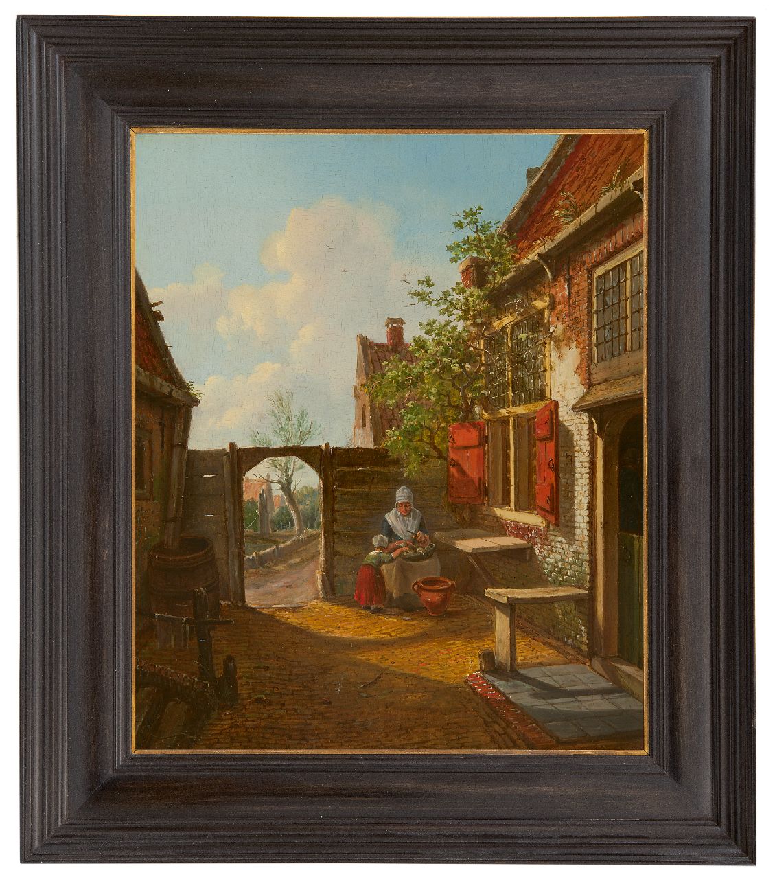 Hansen C.L.  | Carel Lodewijk Hansen | Gemälde zum Verkauf angeboten | Holländischer Hof, Öl auf Holz 37,8 x 31,4 cm, Unterzeichnet l.u.