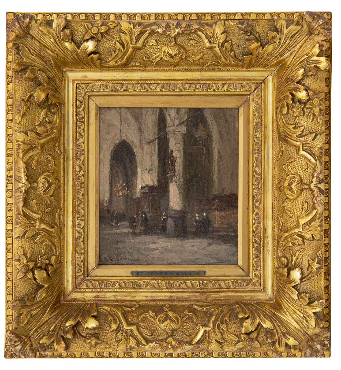 Bosboom J.  | Johannes Bosboom, Kirche, Öl auf Holz 18,3 x 15,6 cm, Unterzeichnet u.l.