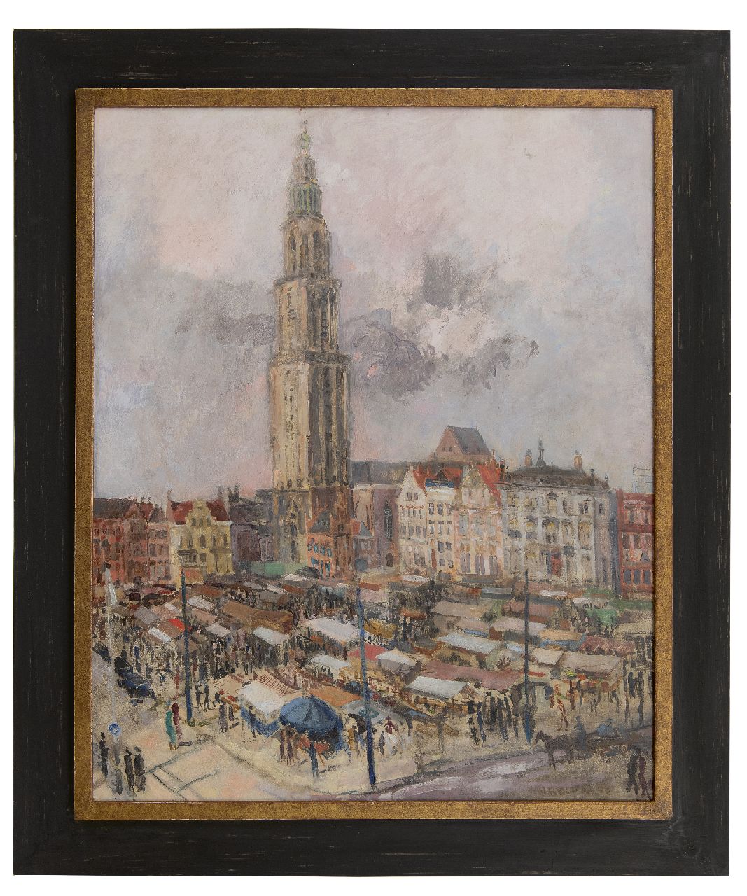 Walrecht B.H.D.  | Bernardus Hermannus David 'Ben' Walrecht, Markttag am Martini-Turm, Groningen, Öl auf Leinwand 81,1 x 66,3 cm, Unterzeichnet u.r. und datiert '38