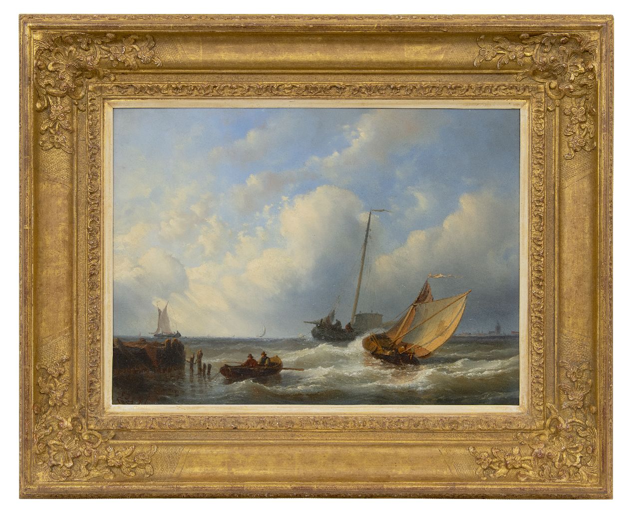 Gijselaar L.J. de | Leonard Johannes de Gijselaar | Gemälde zum Verkauf angeboten | Schiffe bei Vlissingen, Öl auf Holz 34,7 x 46,4 cm, Unterzeichnet u.l. und datiert 1857