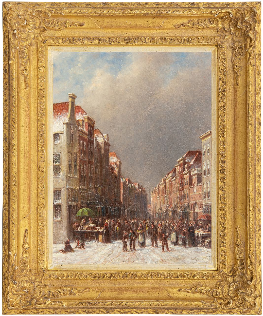 Vertin P.G.  | Petrus Gerardus Vertin | Gemälde zum Verkauf angeboten | Markt an einem Wintertag, Öl auf Holz 36,1 x 27,5 cm, Unterzeichnet u.r. und datiert '91