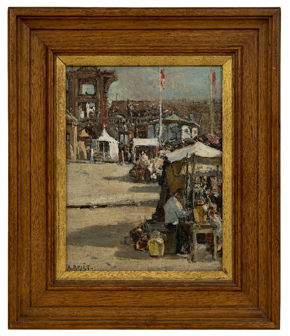 Briët A.H.C.  | 'Arthur' Henri Christiaan Briët | Gemälde zum Verkauf angeboten | Beim Kurhaus in Scheveningen nach dem Brand, Öl auf Leinwand  auf Holzfaser 19,8 x 15,8 cm, Unterzeichnet u.l. und zu datieren um 1886