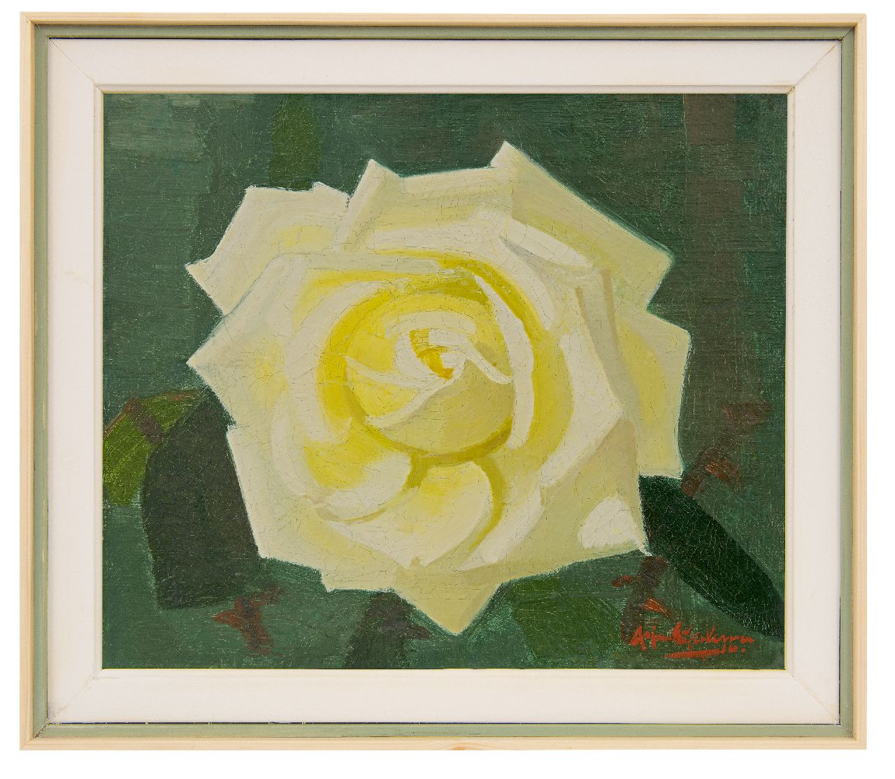 Galema A.  | Arjen Galema | Gemälde zum Verkauf angeboten | Gelbe Rose, Öl auf Leinwand 25,3 x 29,6 cm, Unterzeichnet l.u.