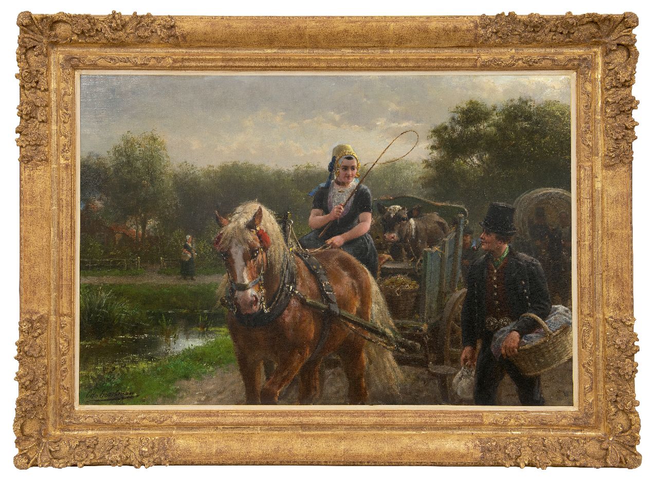 Eerelman O.  | Otto Eerelman, Begegnung auf dem Wege zum Markt auf Walcheren, Öl auf Leinwand 60,5 x 89,9 cm, Unterzeichnet u.l.