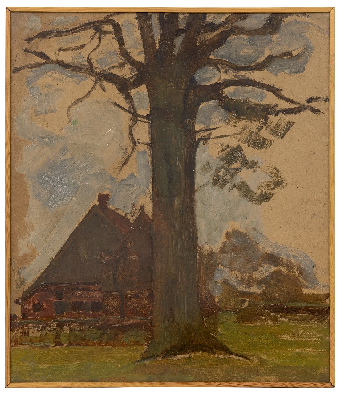 Mondriaan P.C.  | Pieter Cornelis 'Piet' Mondriaan | Gemälde zum Verkauf angeboten | Baum mit Bauernhof, Öl auf Holzfaser auf Tafel 75,5 x 64,0 cm, zu datieren um 1906-1907