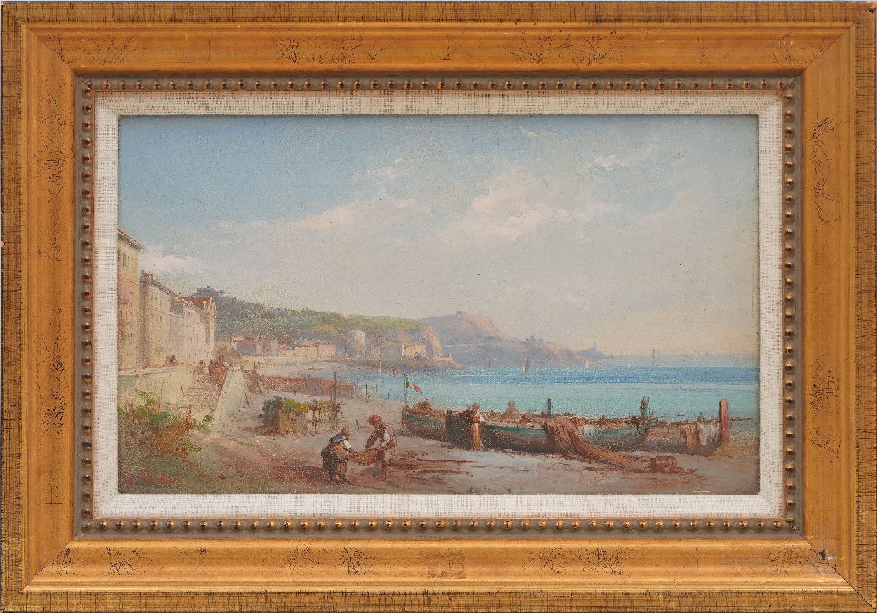 Costa E.L.  | Emmanuel Louis Costa | Gemälde zum Verkauf angeboten | Blick auf Nizza, Öl auf Malereifaser 23,0 x 38,2 cm, Unterzeichnet l.u. mit Monogramm und datiert 1869