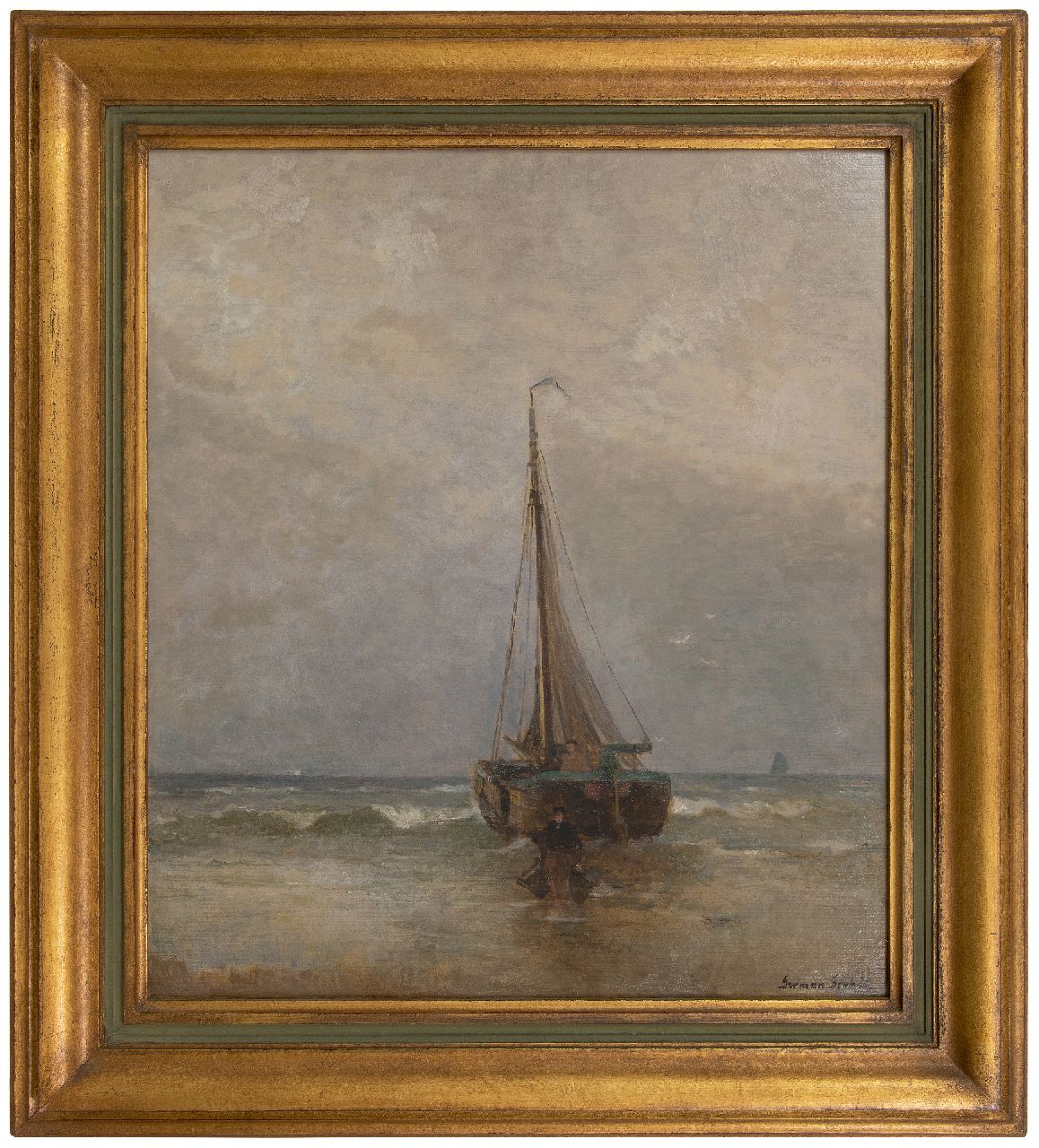 Grobe P.G. | Philipp 'German' Grobe | Gemälde zum Verkauf angeboten | Fischerboot in der Brandung, Öl auf Leinwand 80,5 x 70,5 cm, Unterzeichnet u.r. Grobe P.G. | Philipp 'German' Grobe | Gemälde zum Verkauf angeboten | Fischerboot in der Brandung, Öl auf Leinwand 80,5 x 70,5 cm, Unterzeichnet u.r.