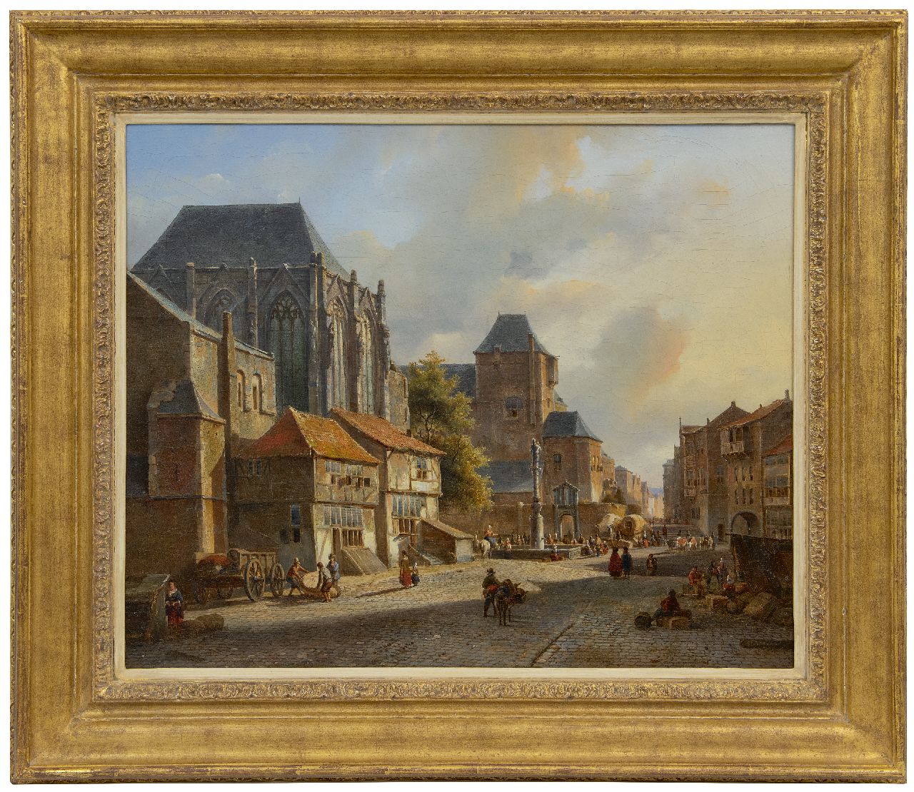 Karsen K.  | Kasparus Karsen | Gemälde zum Verkauf angeboten | Markt auf einem sonnigen Stadtplatz, Öl auf Leinwand 49,0 x 59,5 cm, Unterzeichnet u.r.