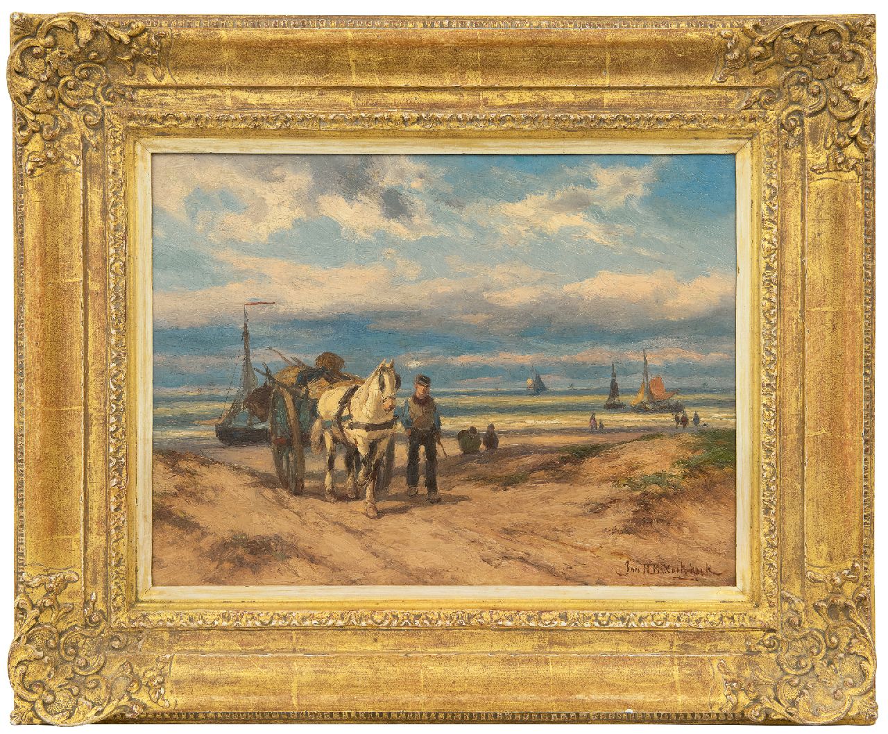 Koekkoek J.H.B.  | Johannes Hermanus Barend 'Jan H.B.' Koekkoek | Gemälde zum Verkauf angeboten | Rückkehr vom Strand, Öl auf Holz 26,8 x 36,0 cm, Unterzeichnet r.u. und im Verso