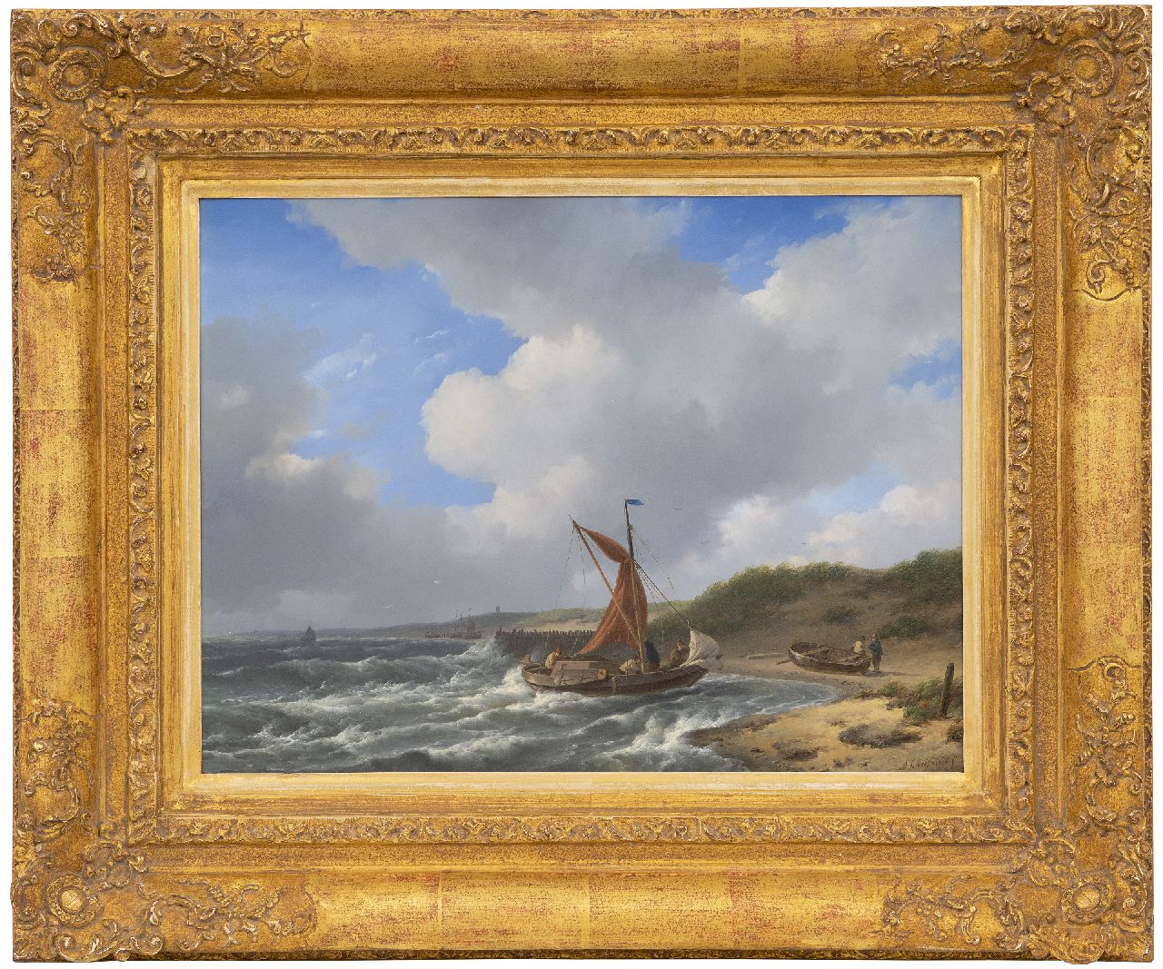 Schelfhout A.  | Andreas Schelfhout | Gemälde zum Verkauf angeboten | Ankommendes Fischereifahrzeug, Öl auf Holz 32,5 x 41,5 cm, Unterzeichnet r.u.
