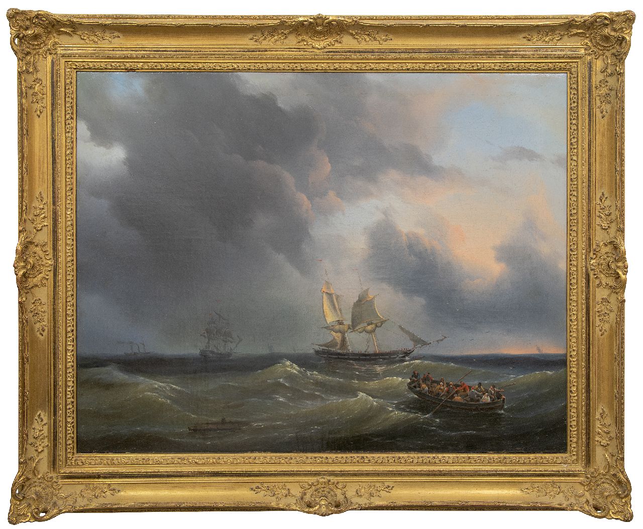 Thomas P.H.  | Pieter Hendrik Thomas | Gemälde zum Verkauf angeboten | Schiffe in unruhiger See, Öl auf Leinwand 76,5 x 99,5 cm, Unterzeichnet l.u.