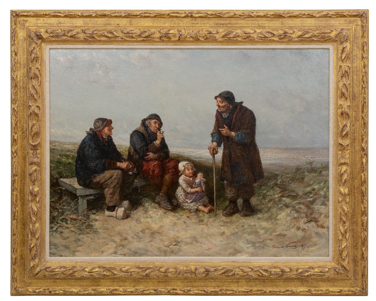 Verveer E.L. | 'Elchanon' Leonardus Verveer | Gemälde zum Verkauf angeboten | Der weise Rat, Öl auf Leinwand 68,9 x 91,7 cm, Unterzeichnet u.r. und datiert 1877 Verveer E.L. | 'Elchanon' Leonardus Verveer | Gemälde zum Verkauf angeboten | Der weise Rat, Öl auf Leinwand 68,9 x 91,7 cm, Unterzeichnet u.r. und datiert 1877