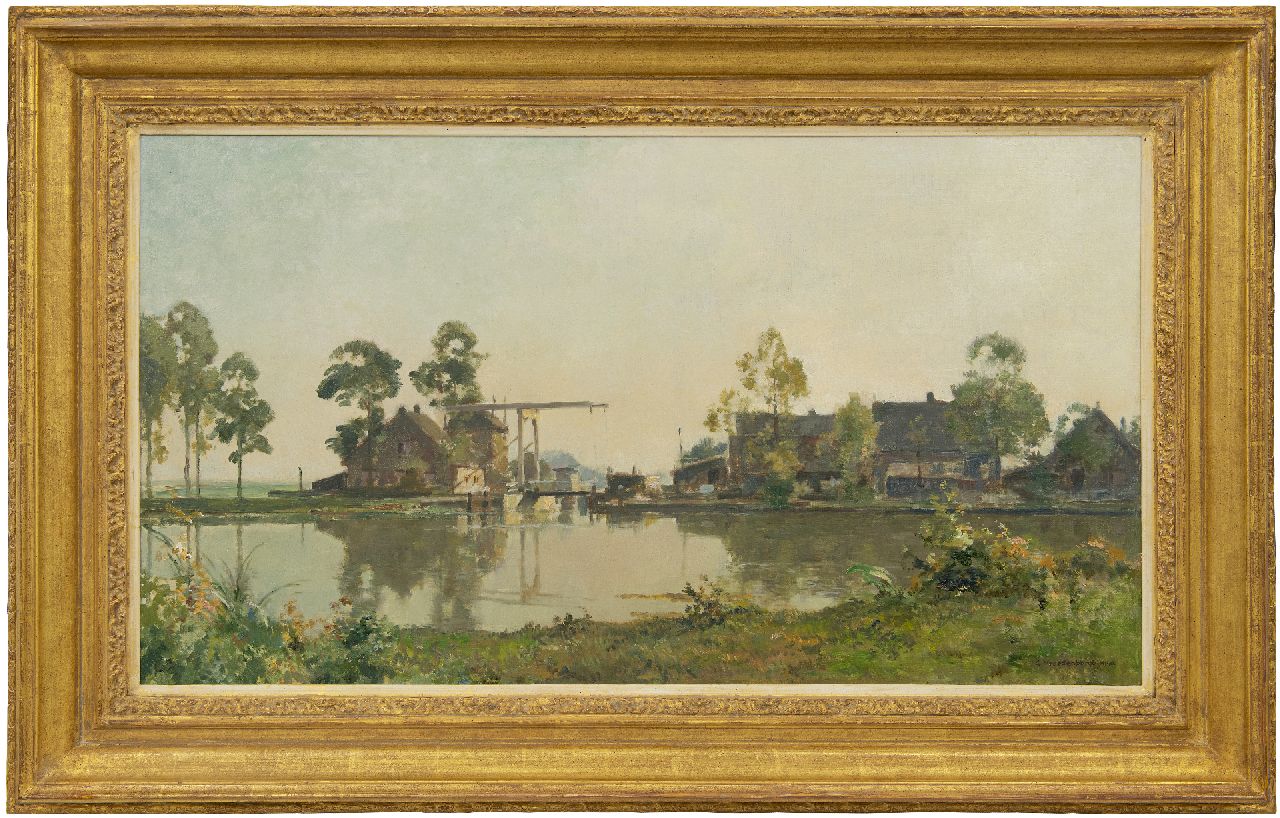 Vreedenburgh C.  | Cornelis Vreedenburgh, Bauernhof an einem Kanal mit Zugbrücke, Öl auf Leinwand 51,0 x 90,5 cm, Unterzeichnet r.u.