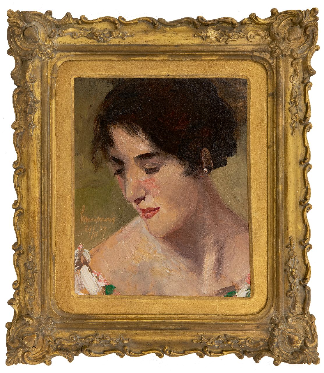 Maris S.W.  | Simon Willem Maris, Porträt einer Frau, Öl auf Holz 26,3 x 21,0 cm, Unterzeichnet M.l. und datiert 24/11 '27