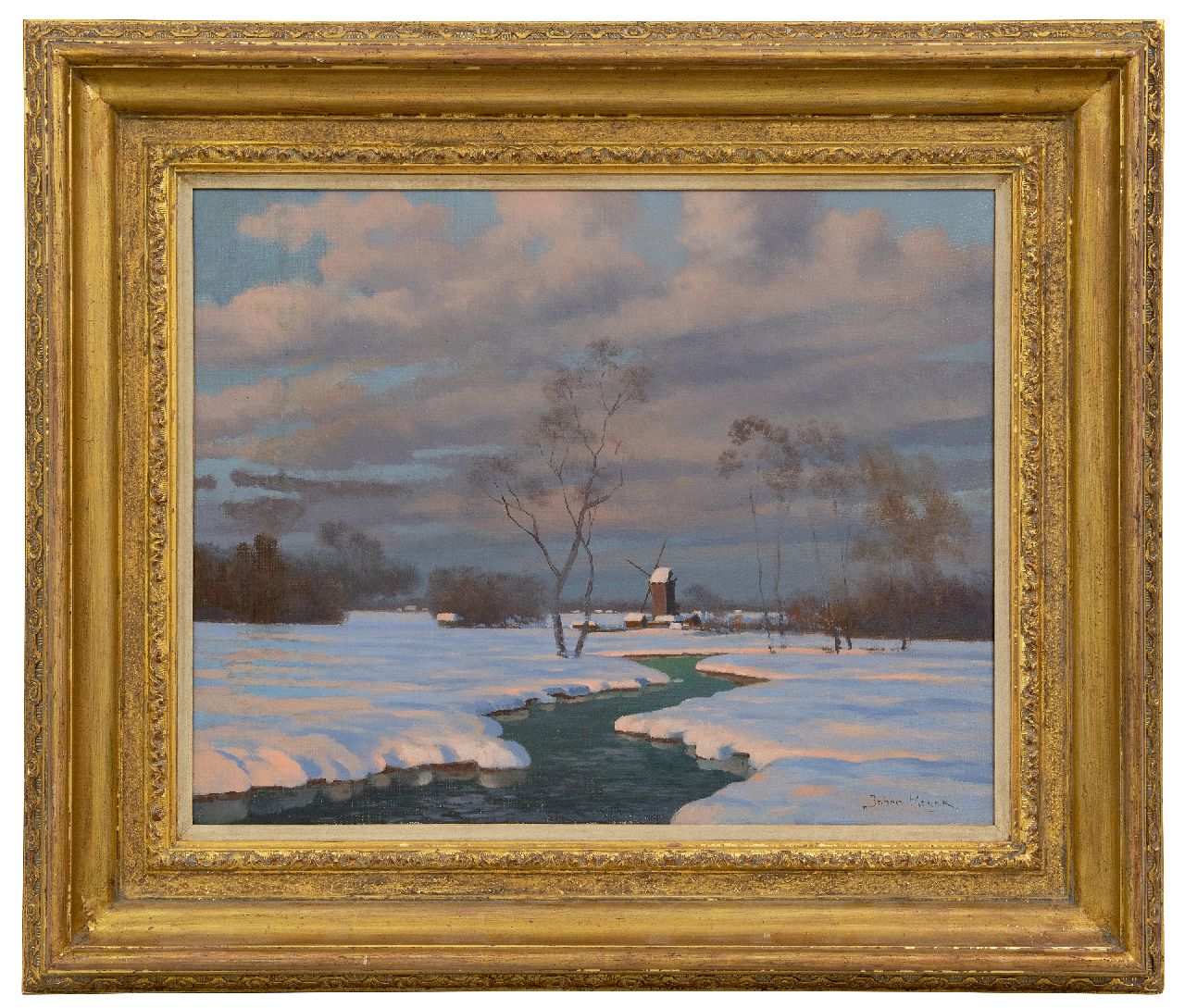 Meijer J.  | Johannes 'Johan' Meijer | Gemälde zum Verkauf angeboten | Schneelandschaft mit Windmühle, Öl auf Leinwand 40,1 x 50,0 cm, Unterzeichnet u.r.