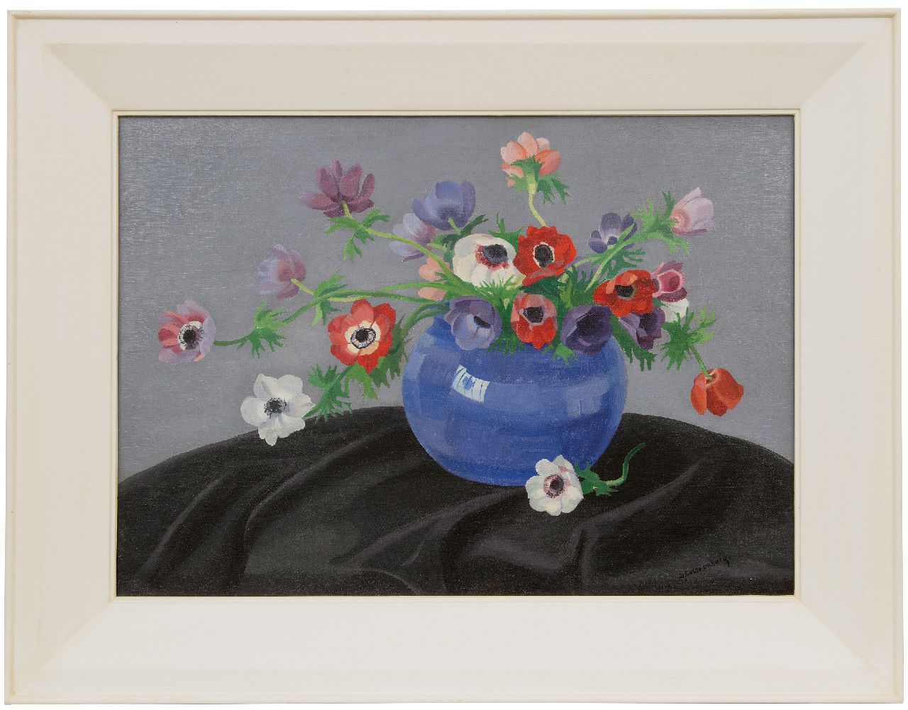 Smorenberg D.  | Dirk Smorenberg | Gemälde zum Verkauf angeboten | Anemonen in einer Vase, Öl auf Leinwand 50,0 x 70,2 cm, Unterzeichnet u.r.