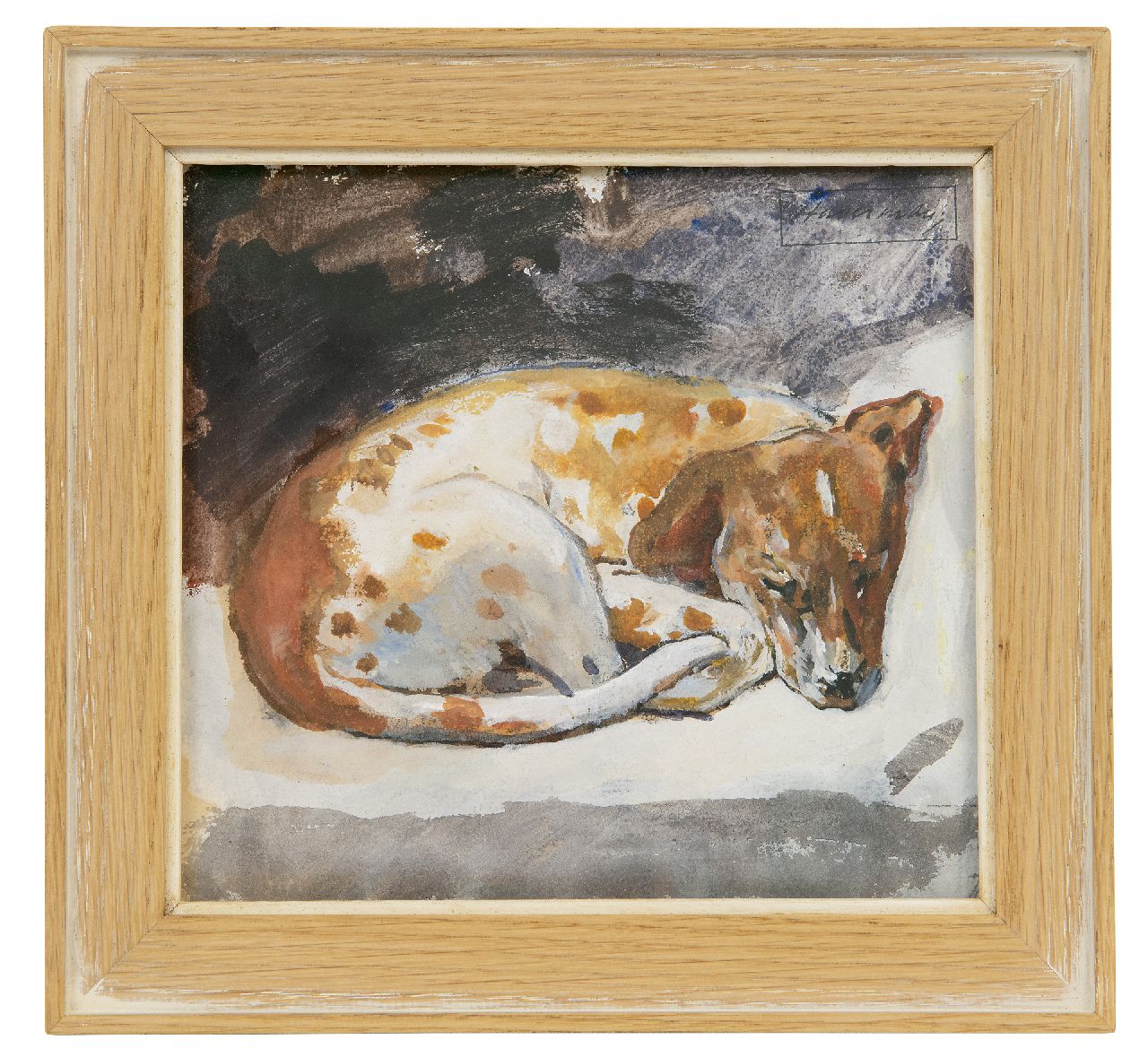 Haverman H.J.  | Hendrik Johannes Haverman, Schlafender Hund, Aquarell und Gouache auf Papier 16,4 x 18,0 cm, Unterzeichnet o.r. mit Studiostempel