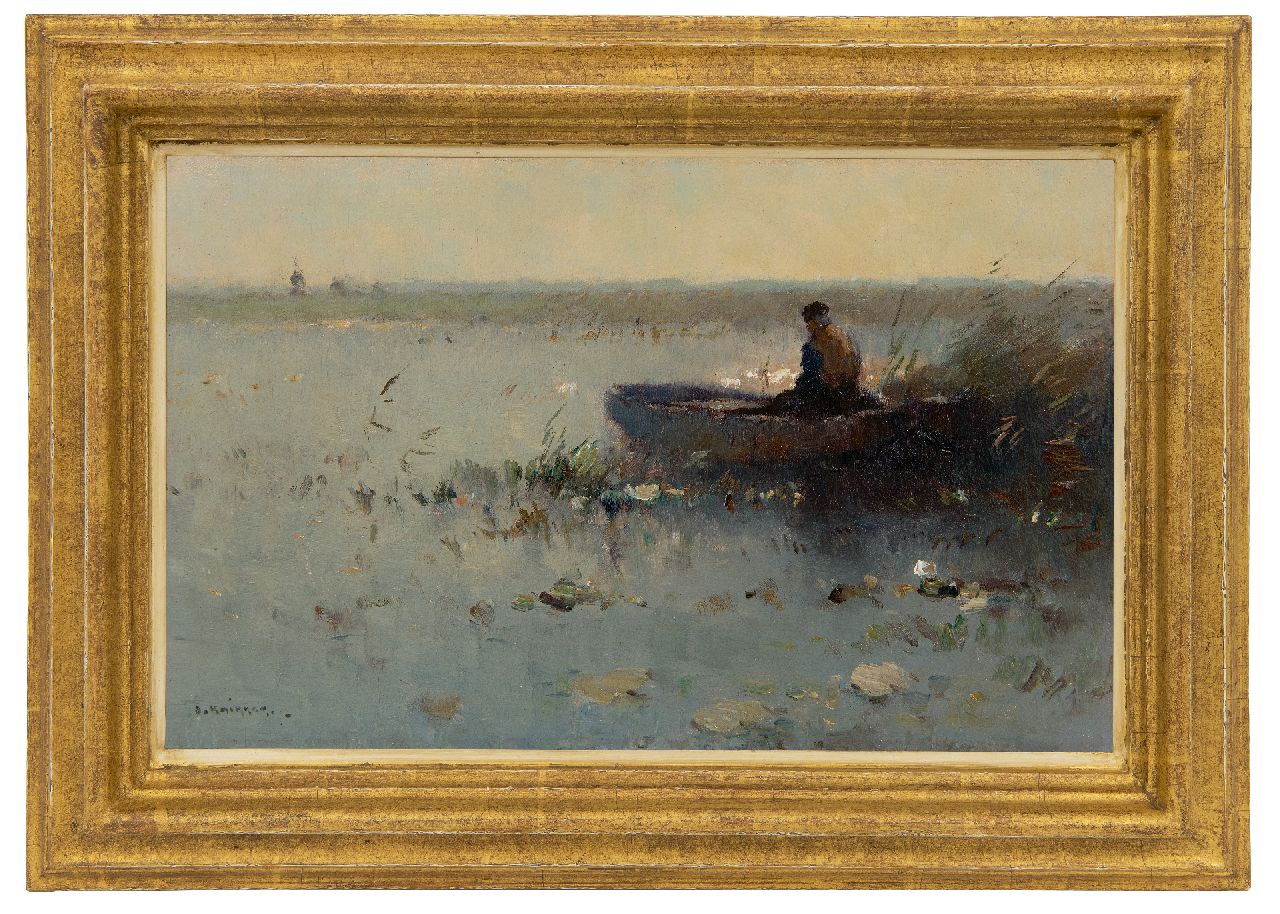 Knikker A.  | Aris Knikker | Gemälde zum Verkauf angeboten | Fischer im Boot im Schilf, Öl auf Holz 22,0 x 35,0 cm, Unterzeichnet u.l.