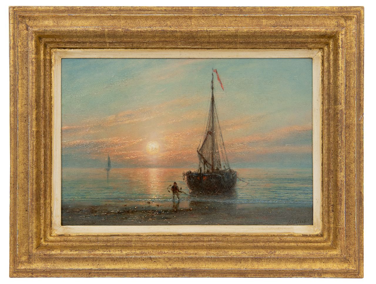 Schiedges P.P.  | Petrus Paulus Schiedges, Zurückgegebene Fischerboot bei Sonnenuntergang, Öl auf Holz 18,7 x 27,9 cm, Unterzeichnet u.r. und datiert '65