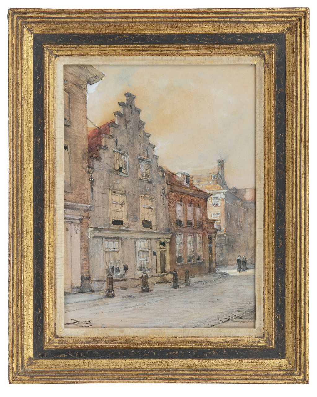 Bosboom J.  | Johannes Bosboom | Aquarelle und Zeichnungen zum Verkauf angeboten | Ein Blick auf das 'Huis der Samenkomsten van de Doopsgezinden' in Den Haag, Aquarell auf Papier 30,9 x 22,7 cm, Unterzeichnet u.l. mit Initialen