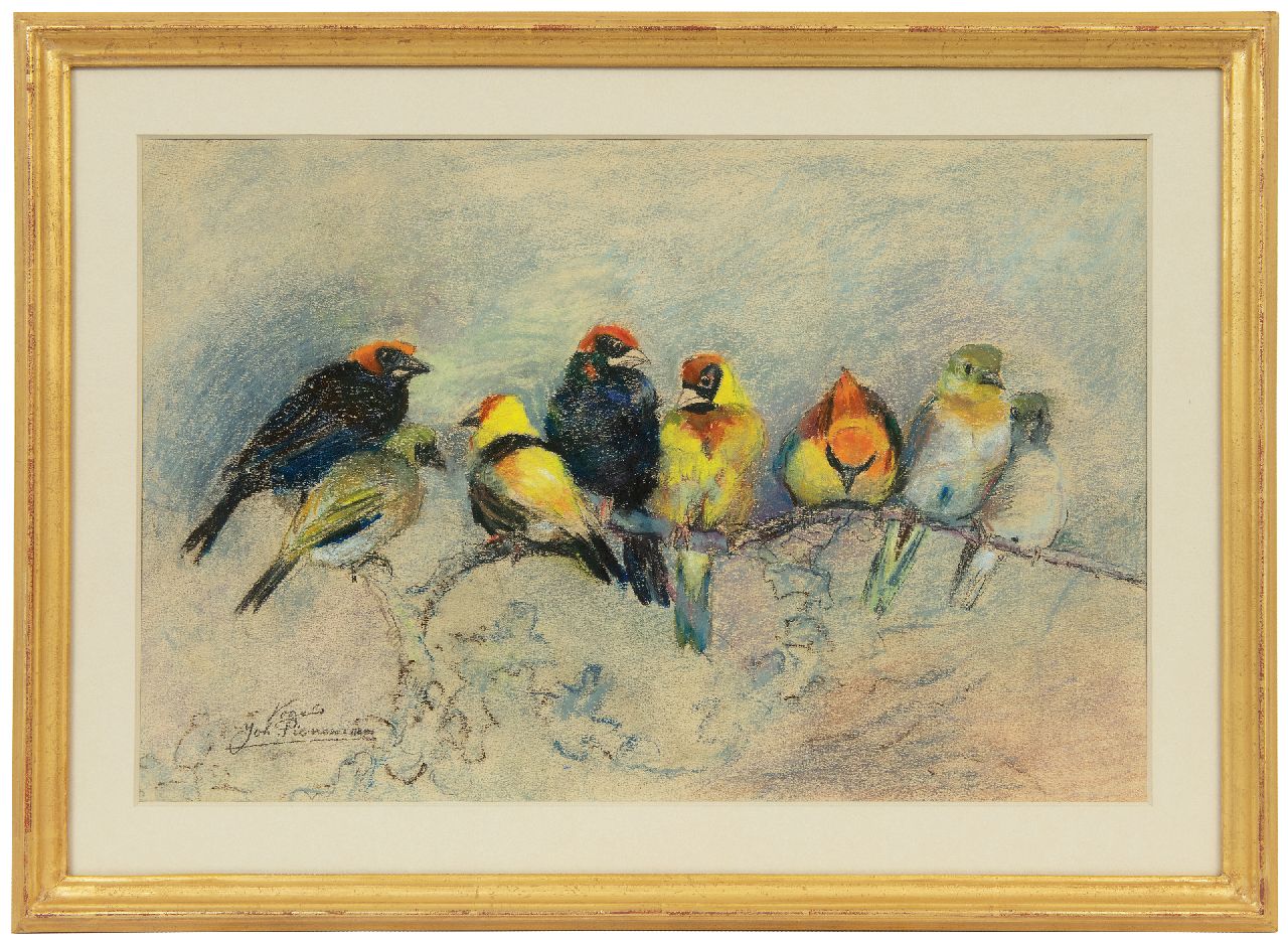 Pieneman J.H.  | 'Johanna' Hendrika Pieneman, Vögel, Pastell auf Papier 26,9 x 41,5 cm, Unterzeichnet u.l.