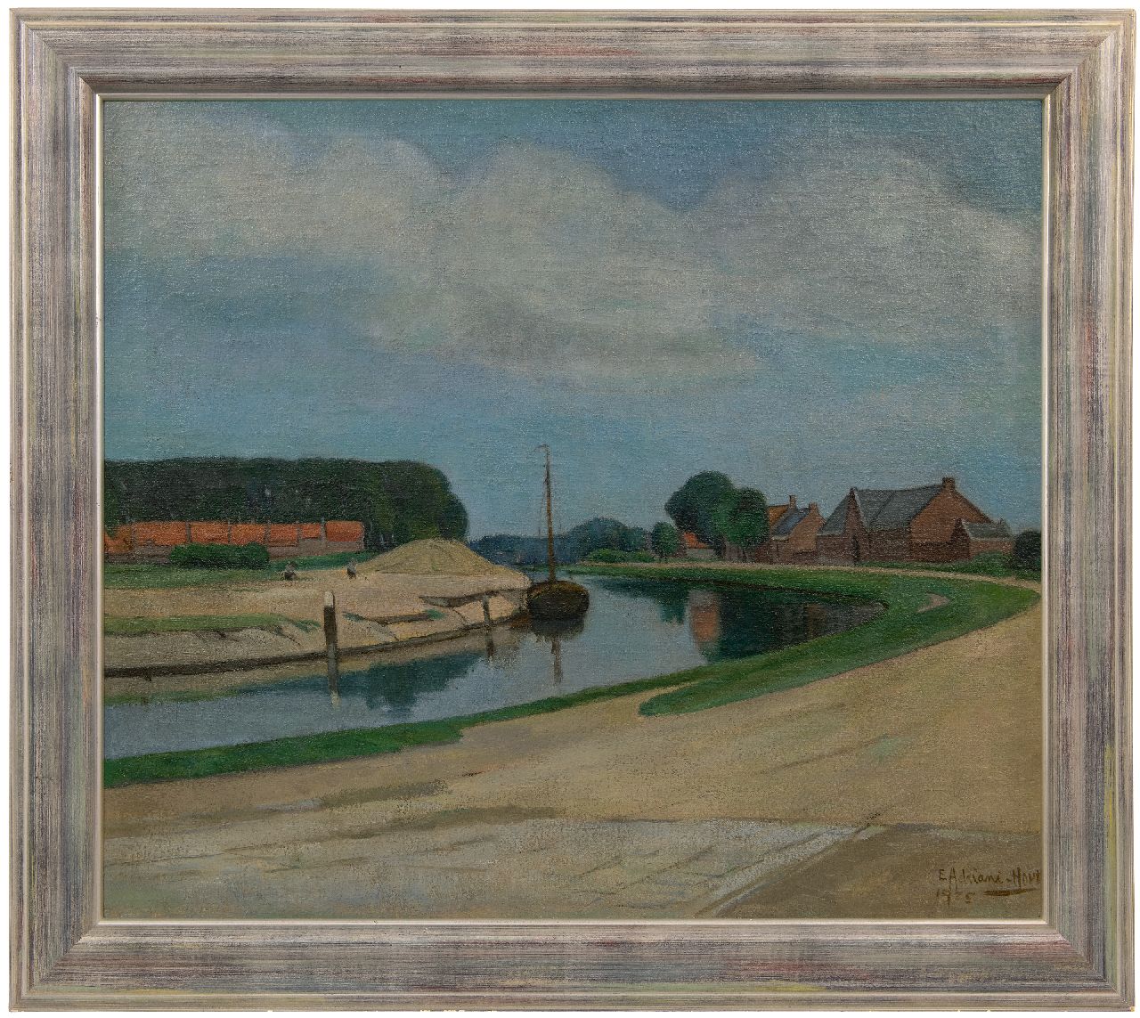 Adriani-Hovy E.M.H.  | 'Elisabeth' Marie Hendrika Adriani-Hovy | Gemälde zum Verkauf angeboten | Der Fluss Vecht bei Oud-Zuilen, Öl auf Leinwand 70,2 x 80,0 cm, Unterzeichnet u.r. und datiert 1925