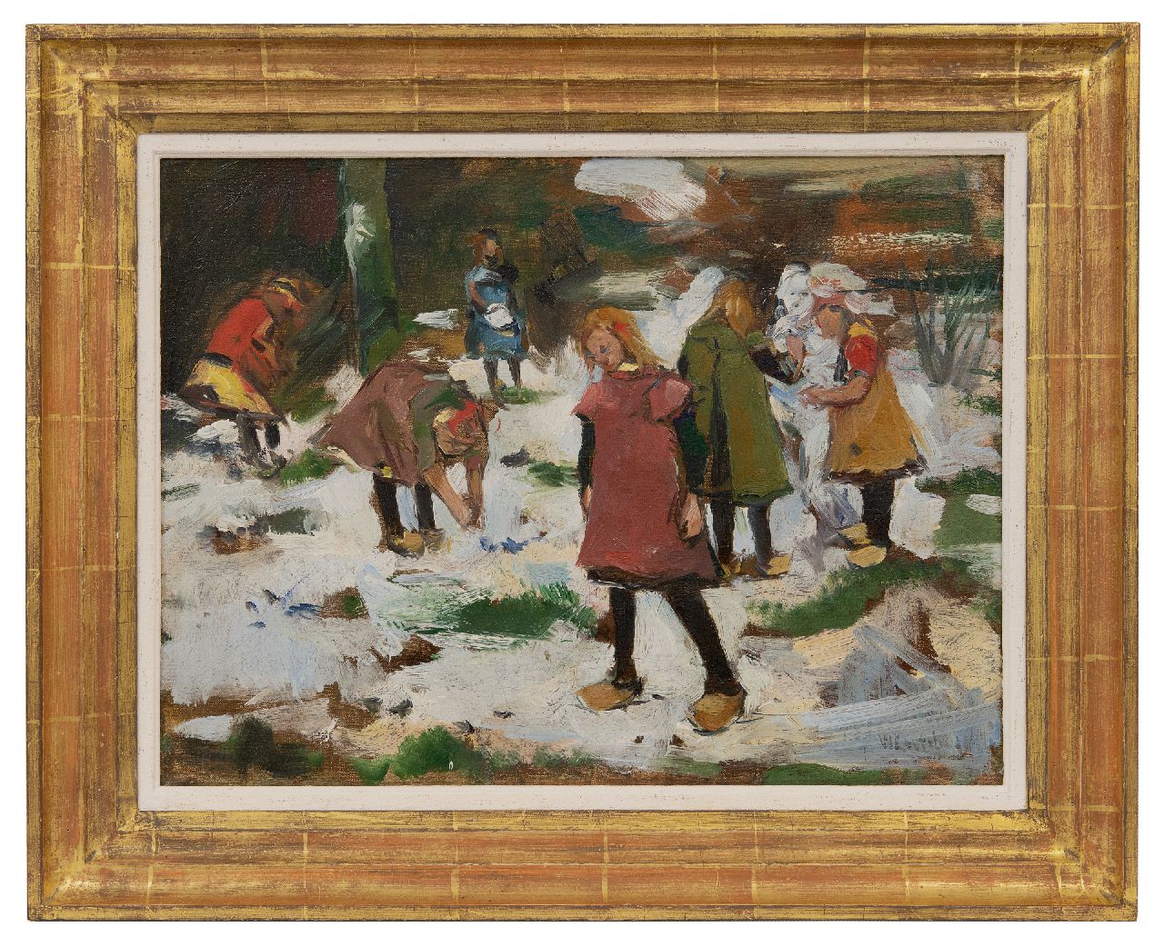 Korteling W.  | Willem Korteling, Spielende Kinder im Schnee, Öl auf Leinwand 33,5 x 44,3 cm, Unterzeichnet u.r.