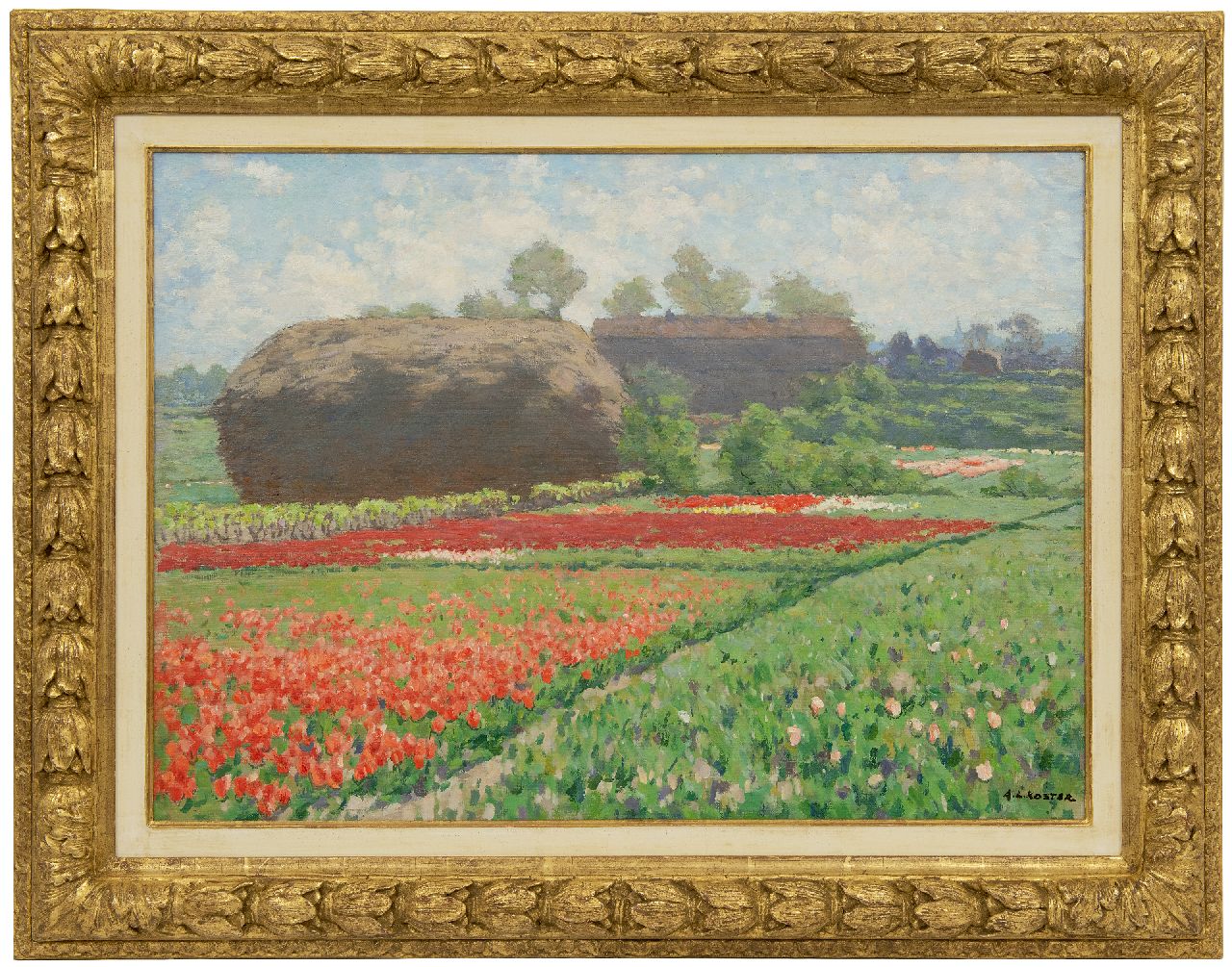Koster A.L.  | Anton Louis 'Anton L.' Koster, Spätbluhende Tulpen bei Bennebroek, Öl auf Leinwand 50,6 x 70,5 cm, Unterzeichnet u.r.