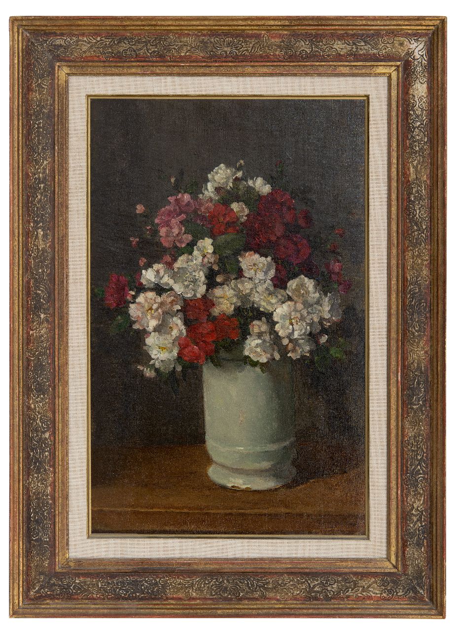 Akkeringa J.E.H.  | 'Johannes Evert' Hendrik Akkeringa | Gemälde zum Verkauf angeboten | Rosen in einer weissen Vase, Öl auf Leinwand 45,8 x 29,2 cm, Unterzeichnet u.r.
