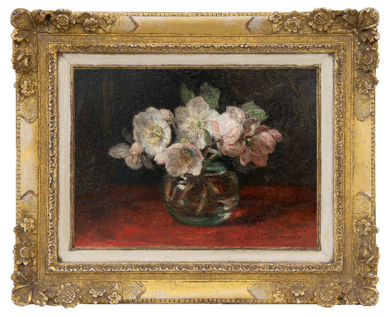 Zoetelief Tromp J.  | Johannes 'Jan' Zoetelief Tromp | Gemälde zum Verkauf angeboten | Christrosen in einer Glasvase    [x]  Vertaling  Schneerosen in einer Glasvase, Öl auf Leinwand 30,4 x 40,2 cm, Unterzeichnet u.r.