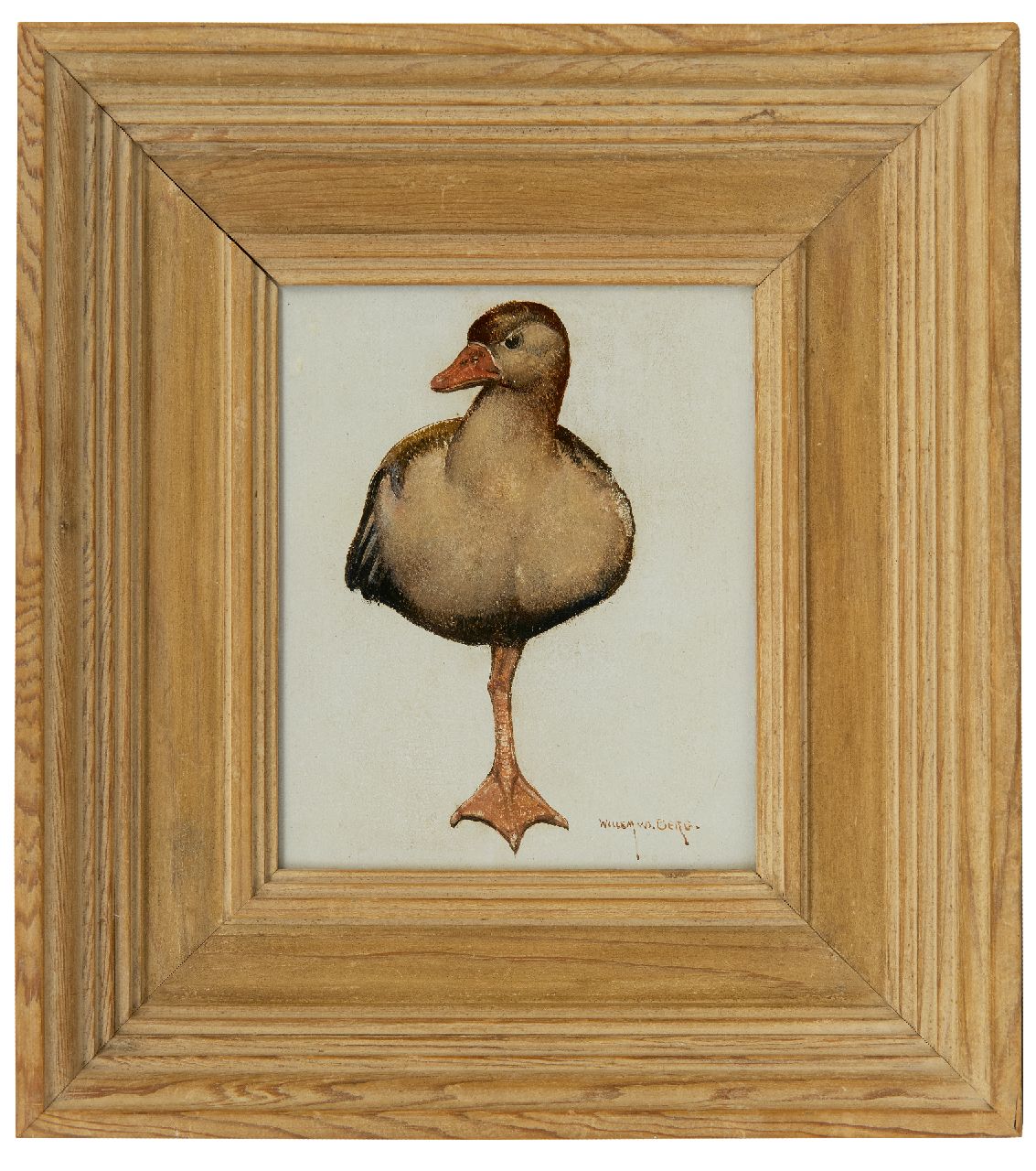 Berg W.H. van den | 'Willem' Hendrik van den Berg | Gemälde zum Verkauf angeboten | Ruhende Ente, Öl auf Holz 16,5 x 13,6 cm, Unterzeichnet u.r.