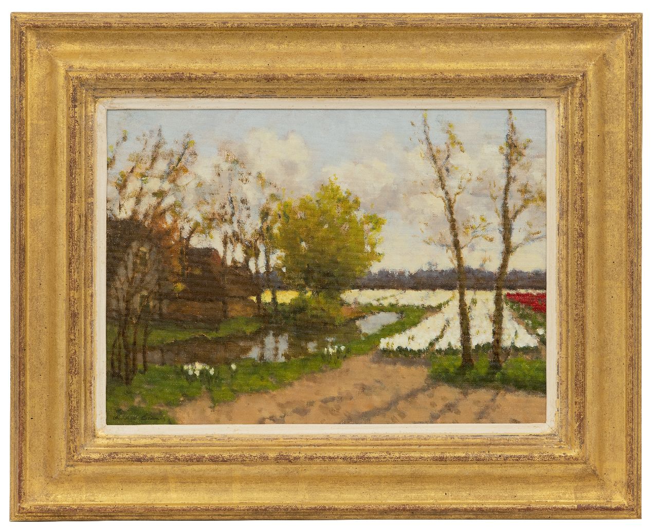 Ende L. van den | Leo van den Ende, Bauernhof in Sassenheim, Öl auf Leinwand  auf Holzfaser 27,5 x 37,3 cm, Unterzeichnet u.l.