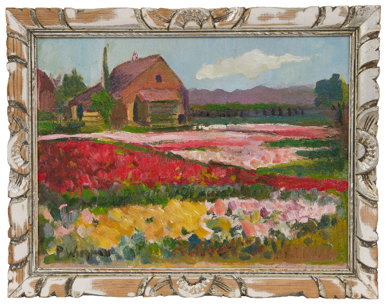 Wiegman P.J.M.  | Petrus Jacobus Maria 'Piet' Wiegman, Blumenfelder, Öl auf Holzfaser 29,4 x 39,3 cm, Unterzeichnet u.l.