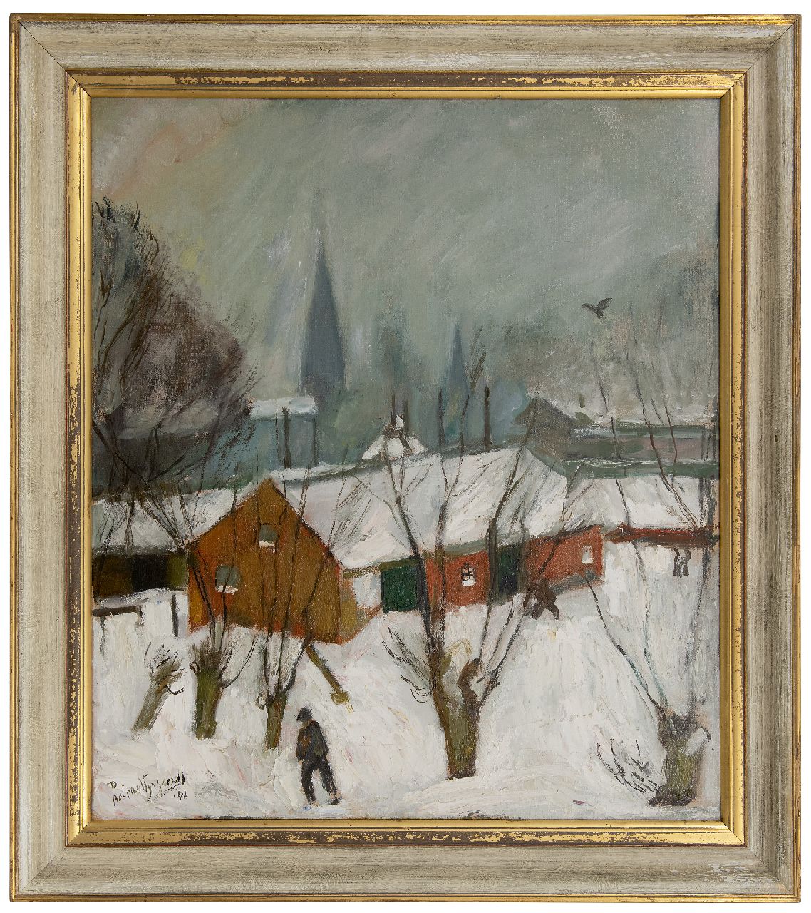 Wijngaerdt P.T. van | Petrus Theodorus 'Piet' van Wijngaerdt, Winter in Abcoude, Februar 1942 (Hommage an Pieter Breughel), Öl auf Leinwand 78,3 x 68,8 cm, Unterzeichnet u.l. und datiert '42