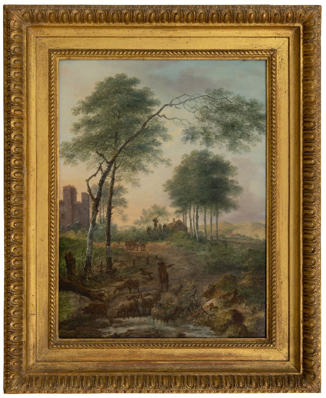 Nijmegen G. van | Gerard van Nijmegen | Gemälde zum Verkauf angeboten | Hirte und Schäfer bei einem Bach, Öl auf Holz 46,2 x 34,5 cm, Unterzeichnet u.l. und datiert 1785 Nijmegen G. van | Gerard van Nijmegen | Gemälde zum Verkauf angeboten | Hirte und Schäfer bei einem Bach, Öl auf Holz 46,2 x 34,5 cm, Unterzeichnet u.l. und datiert 1785