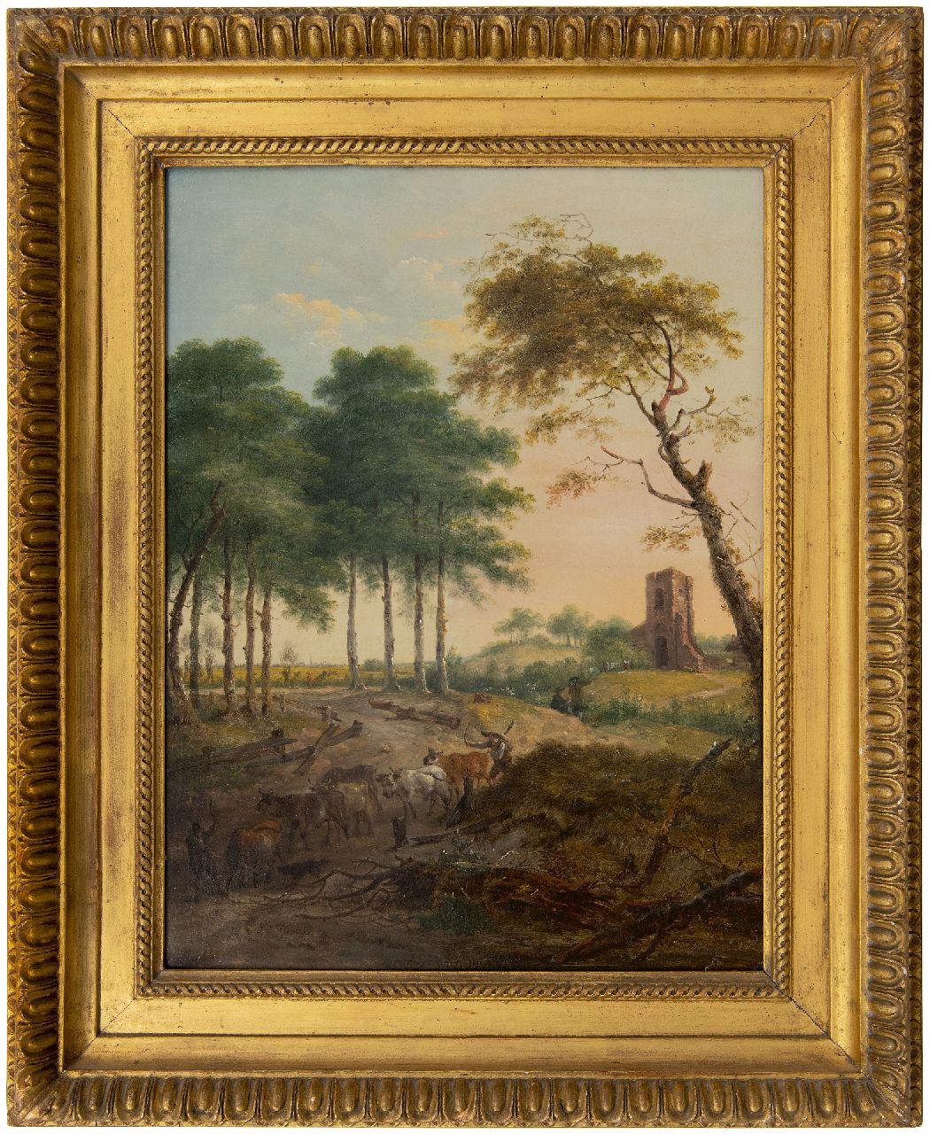 Nijmegen G. van | Gerard van Nijmegen | Gemälde zum Verkauf angeboten | Kuhhirten bei einem einem Flussbett, Öl auf Holz 46,1 x 34,5 cm, Unterzeichnet u.l. und datiert 1785