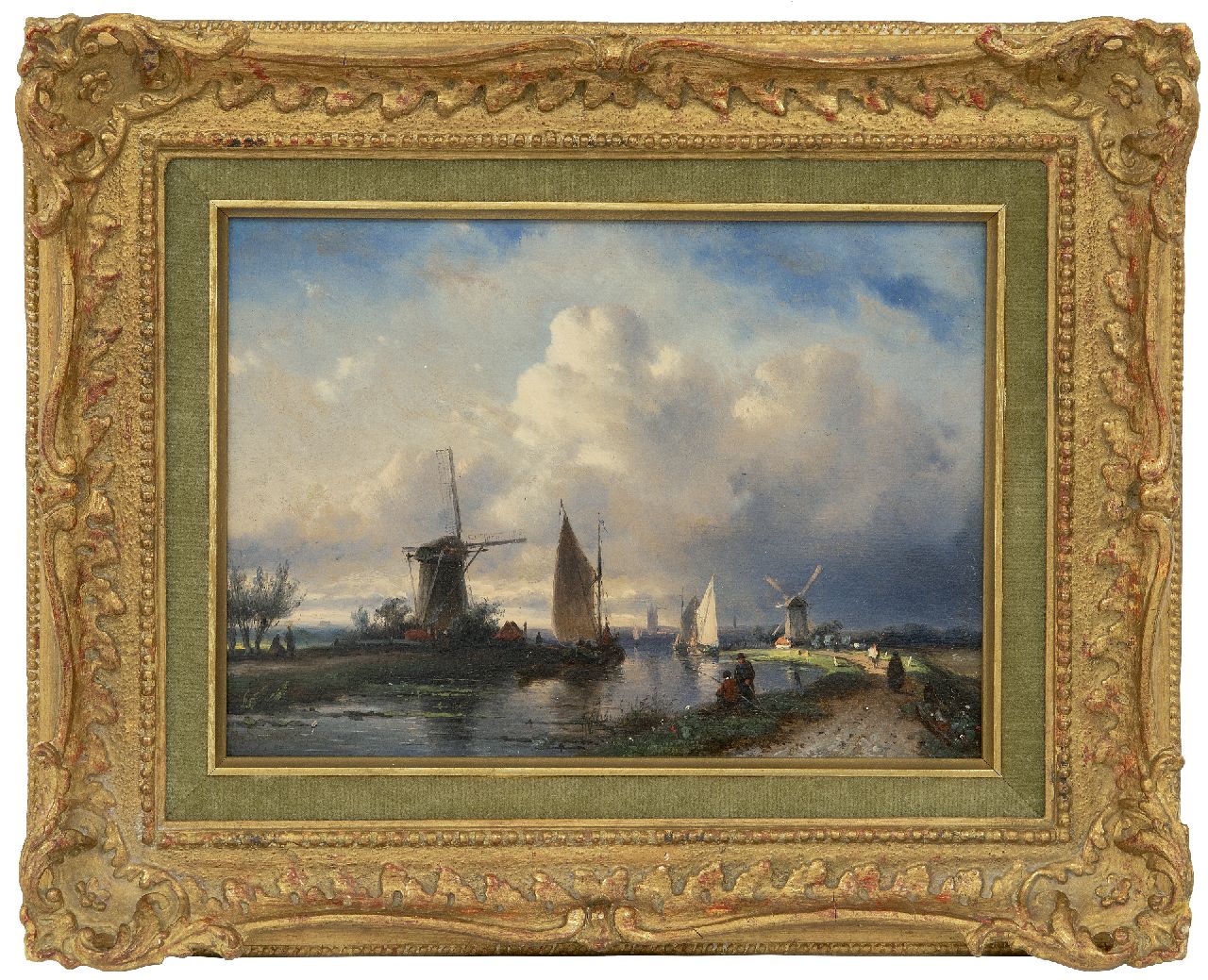 Leickert C.H.J.  | 'Charles' Henri Joseph Leickert | Gemälde zum Verkauf angeboten | Ein Blick entlang des Flussufers, Öl auf Holz 17,9 x 24,8 cm, Unterzeichnet u.l.