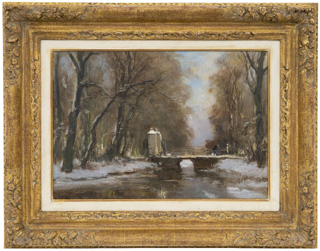 Apol L.F.H.  | Lodewijk Franciscus Hendrik 'Louis' Apol, Winter im Haager Wald, Öl auf Holz 24,4 x 34,9 cm, Unterzeichnet u.l. und zu datieren um 1930