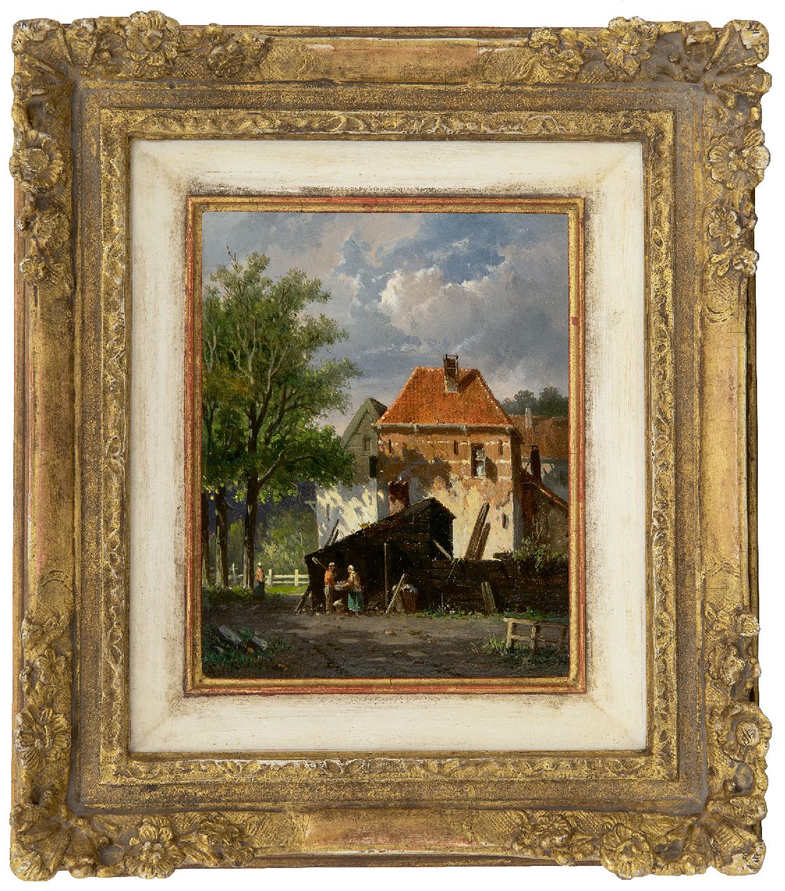 Eversen A.  | Adrianus Eversen | Gemälde zum Verkauf angeboten | Stadtansicht (möglicherweise Harderwijk), Öl auf Holz 19,2 x 15,2 cm, Unterzeichnet u.r. mit Monogram