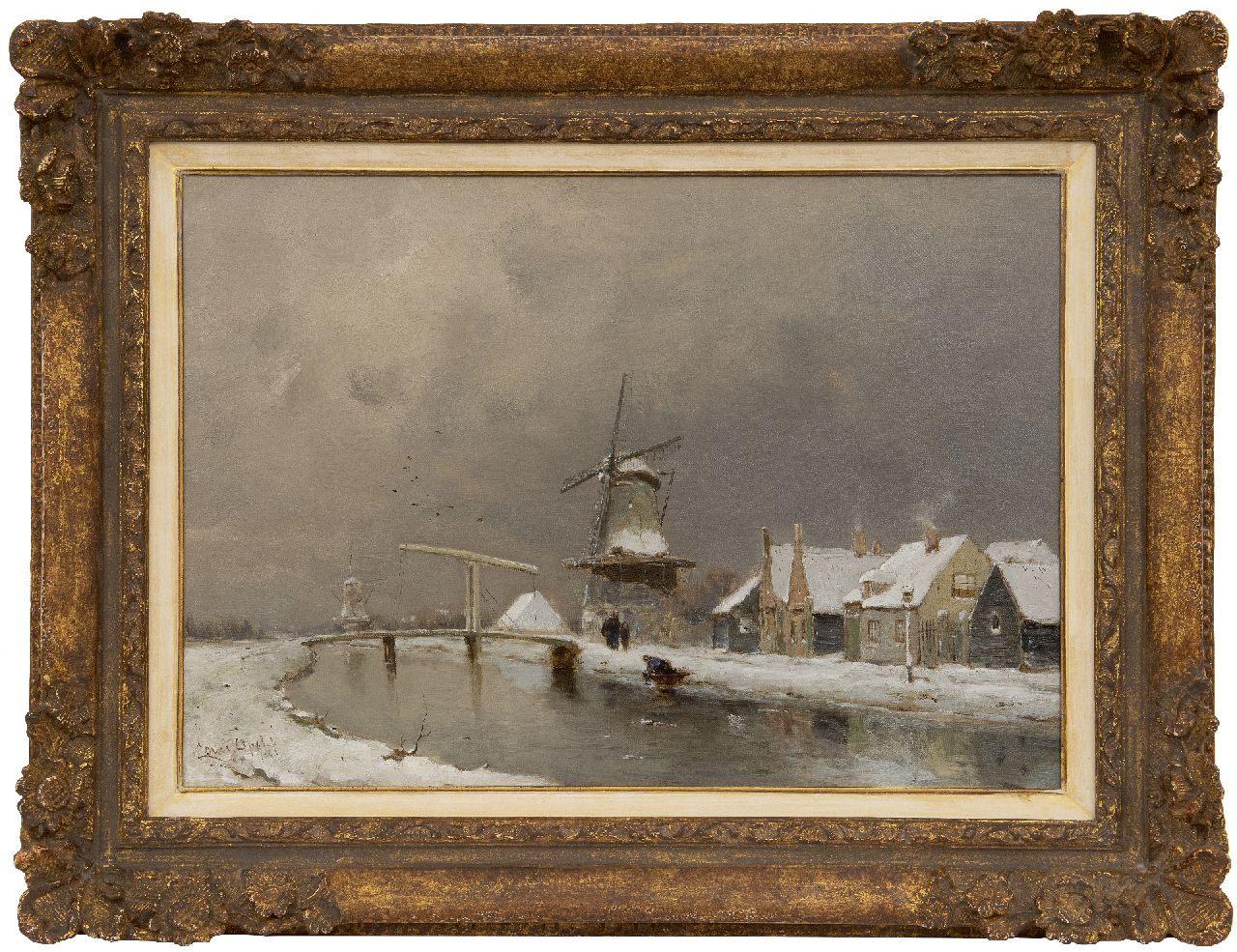 Apol L.F.H.  | Lodewijk Franciscus Hendrik 'Louis' Apol | Gemälde zum Verkauf angeboten | Winteransicht eines Dorfes am einem Fluss, Öl auf Leinwand 35,3 x 50,2 cm, Unterzeichnet u.l.
