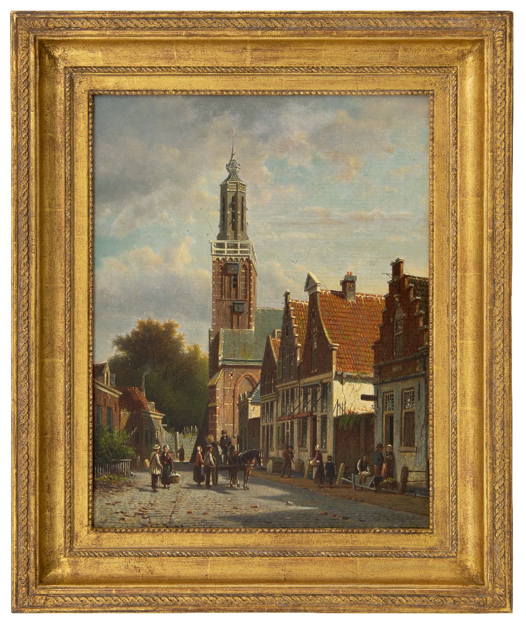 Spohler J.F.  | Johannes Franciscus Spohler | Gemälde zum Verkauf angeboten | Stadtbild mit der Turm der Onze-Lieve-Vrouwekerk in Edam, Öl auf Leinwand 45,3 x 35,4 cm, Unterzeichnet u.r.