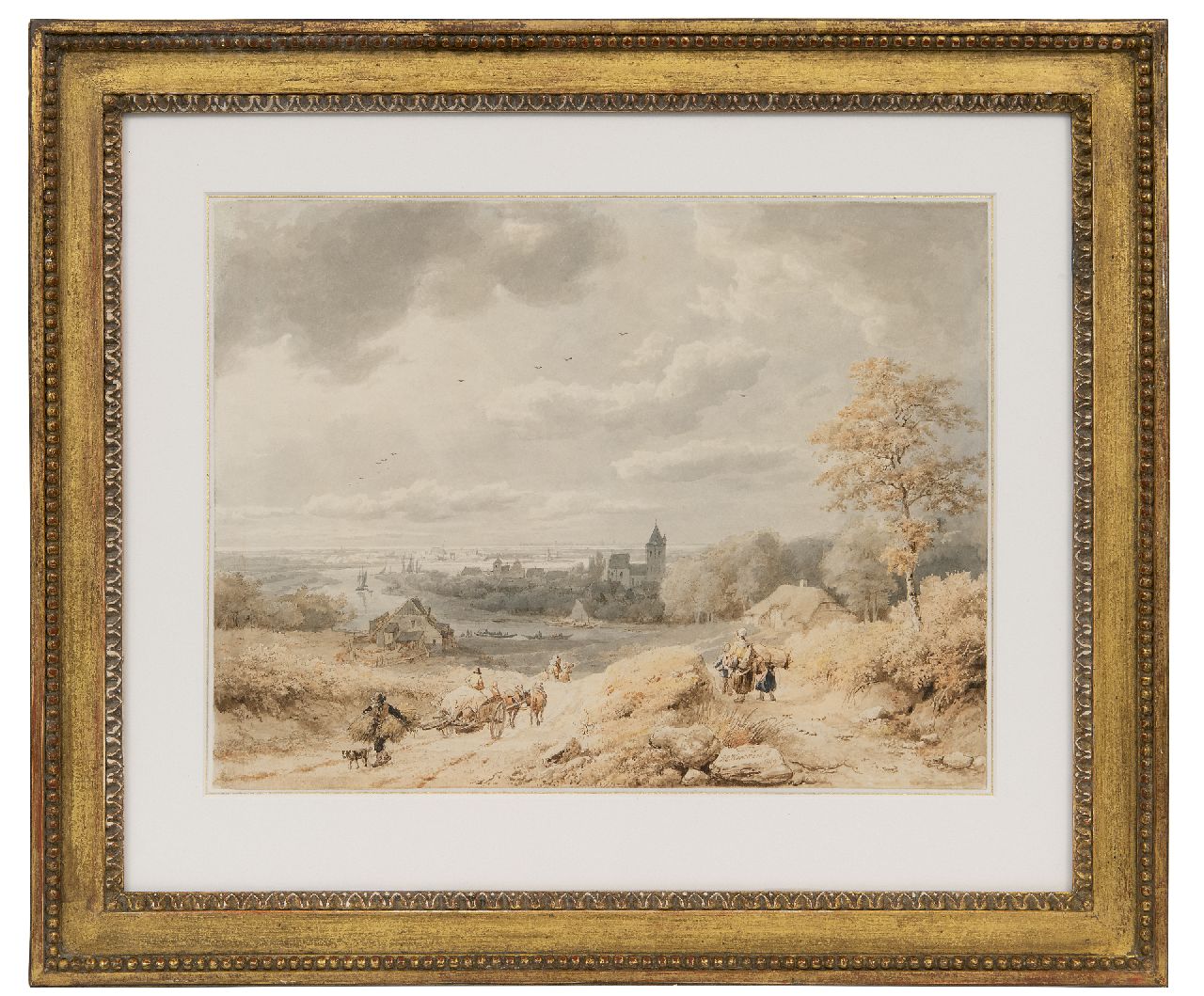 Koekkoek B.C.  | Barend Cornelis Koekkoek, Blick auf den Rhein bei Kleve, Feder, Pinsel und Tinte auf Papier 23,5 x 31,1 cm, Unterzeichnet u.m. und datiert 1849
