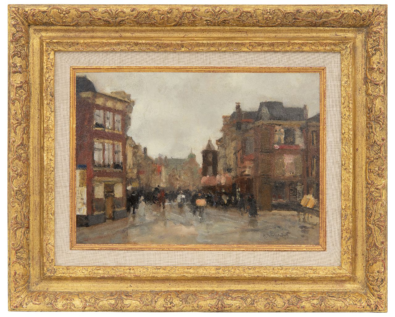 Arntzenius P.F.N.J.  | Pieter Florentius Nicolaas Jacobus 'Floris' Arntzenius | Gemälde zum Verkauf angeboten | Blick auf die Wagenstraat, Den Haag, Öl auf Holz 20,6 x 29,0 cm, Unterzeichnet u.r.